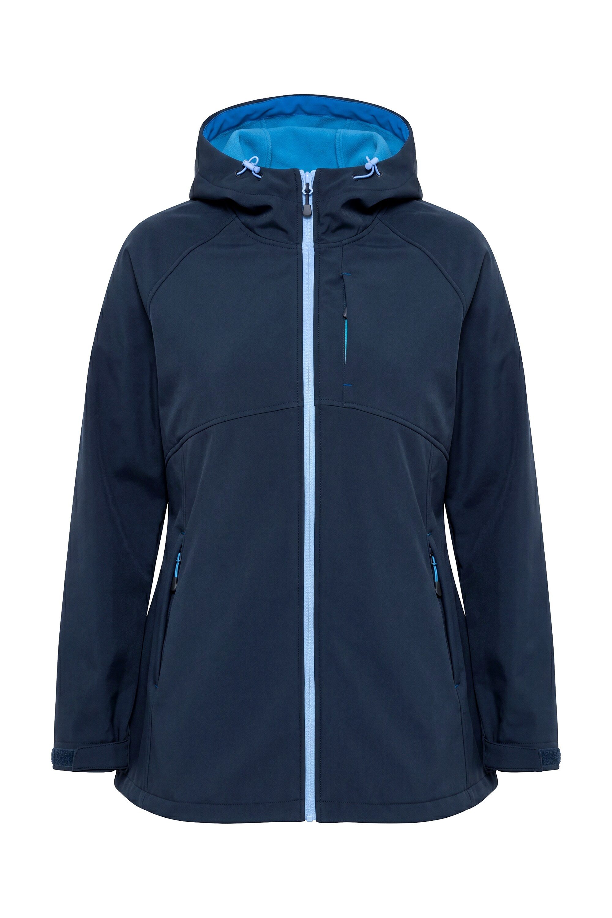 Ulla Popken Softshelljacke Softshelljacke Kapuze Zipptaschen Klettriegel