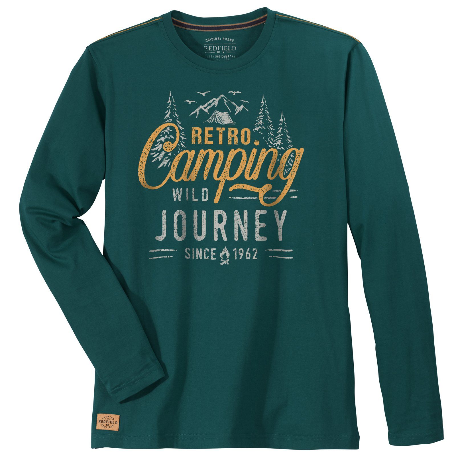 Camping Redfield Retro Langarmshirt Langarmshirt Größen Große dunkelpetrol redfield