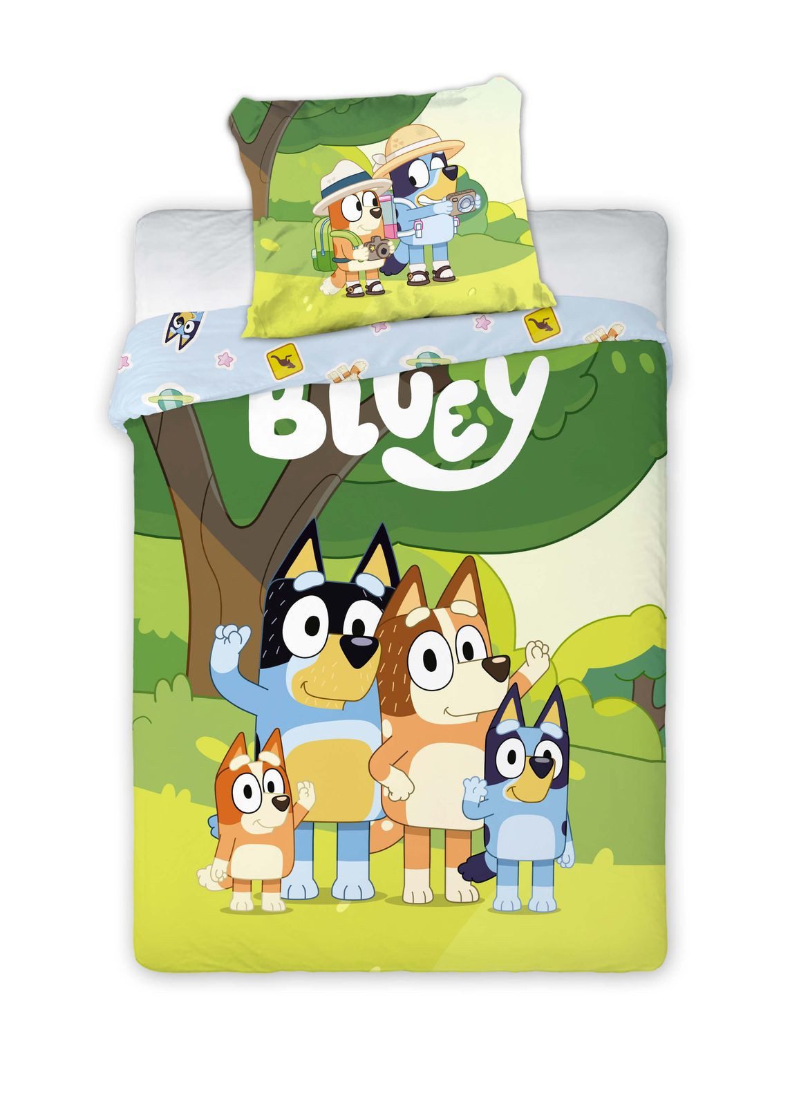 BrandMac Bettwäsche Bluey - Ausflug ins Grüne - Wende-Bettwäsche-Set, 135x200 & 80x80, Baumwolle, 100% Baumwolle