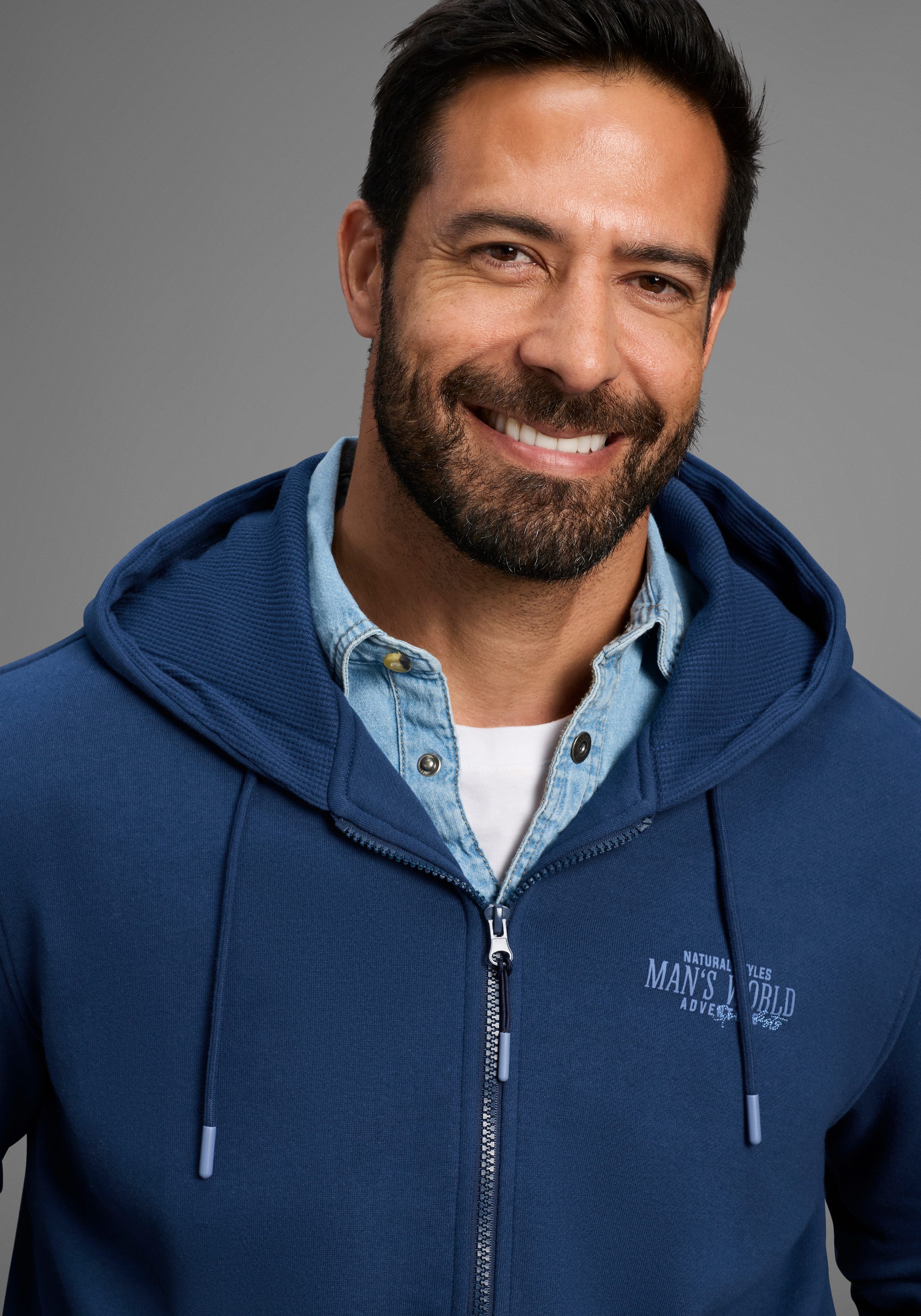 Man's World Kapuzensweatjacke Langarm, mit Print, mit Kapuze, Tasche am Ärmel – Bild 4 von 5