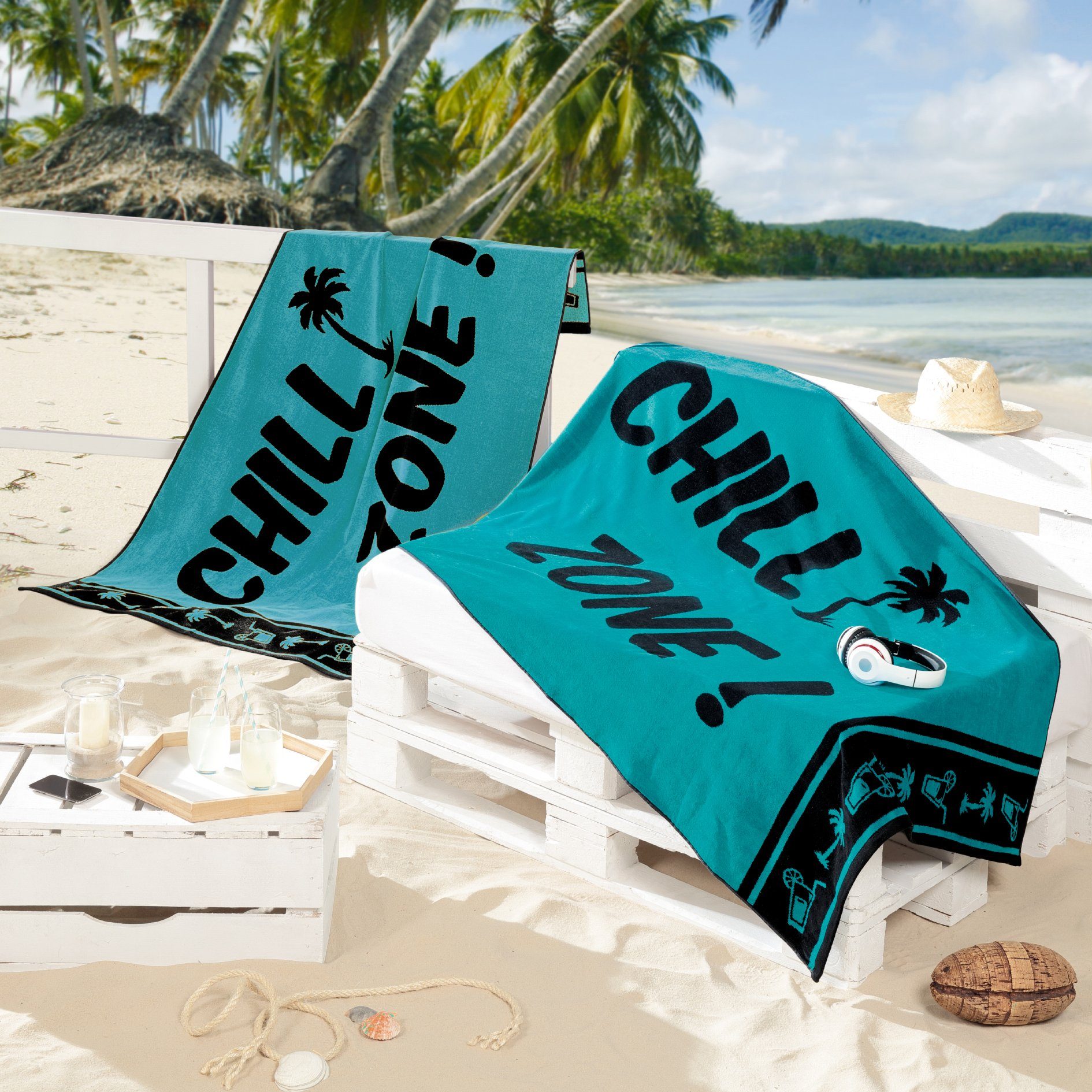 Delindo Lifestyle Strandtuch Tropical chillzone, Baumwolle günstig online kaufen