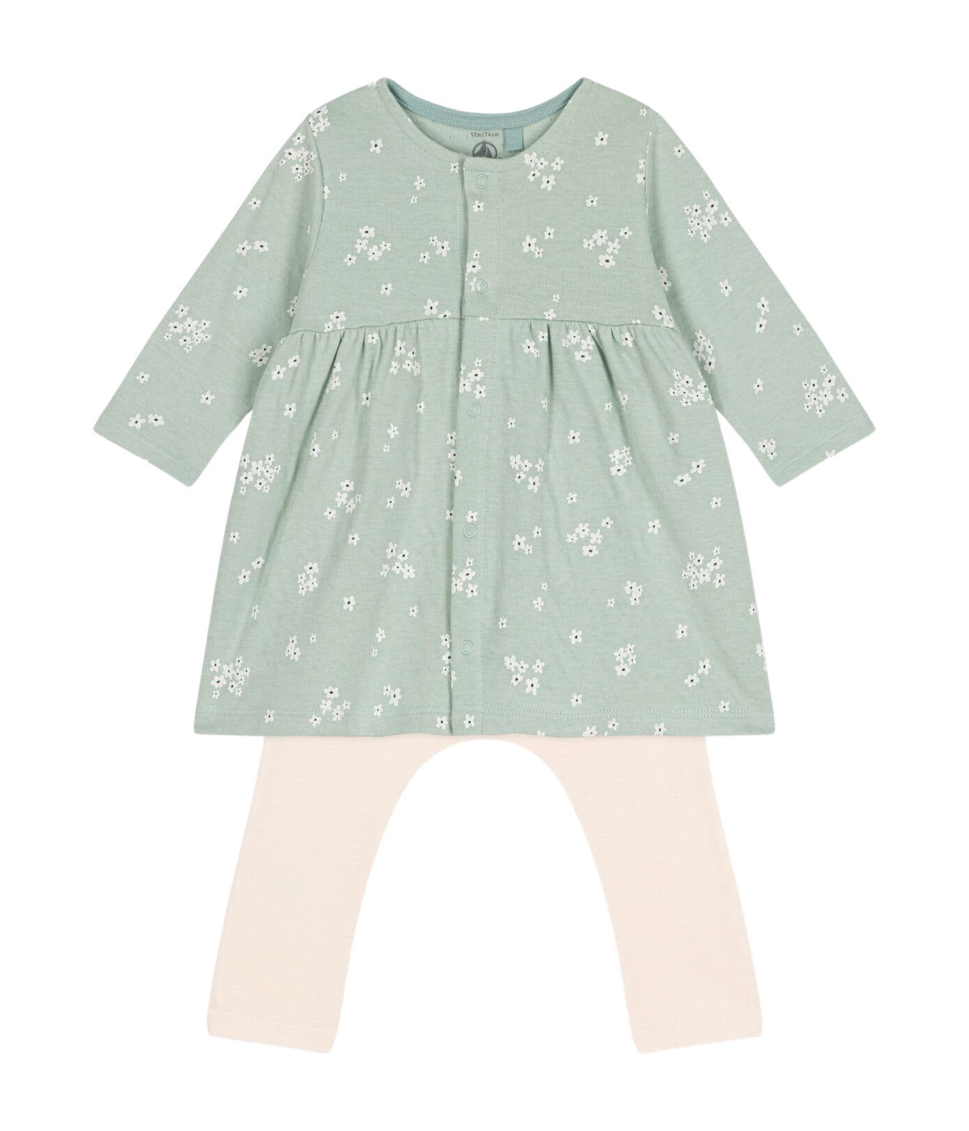 Petit Bateau Kleid & Leggings Petit Bateau langärmeliges Baby Kleid Blumenprint mit Leggings Allover Blumenprint, sanfte Farben