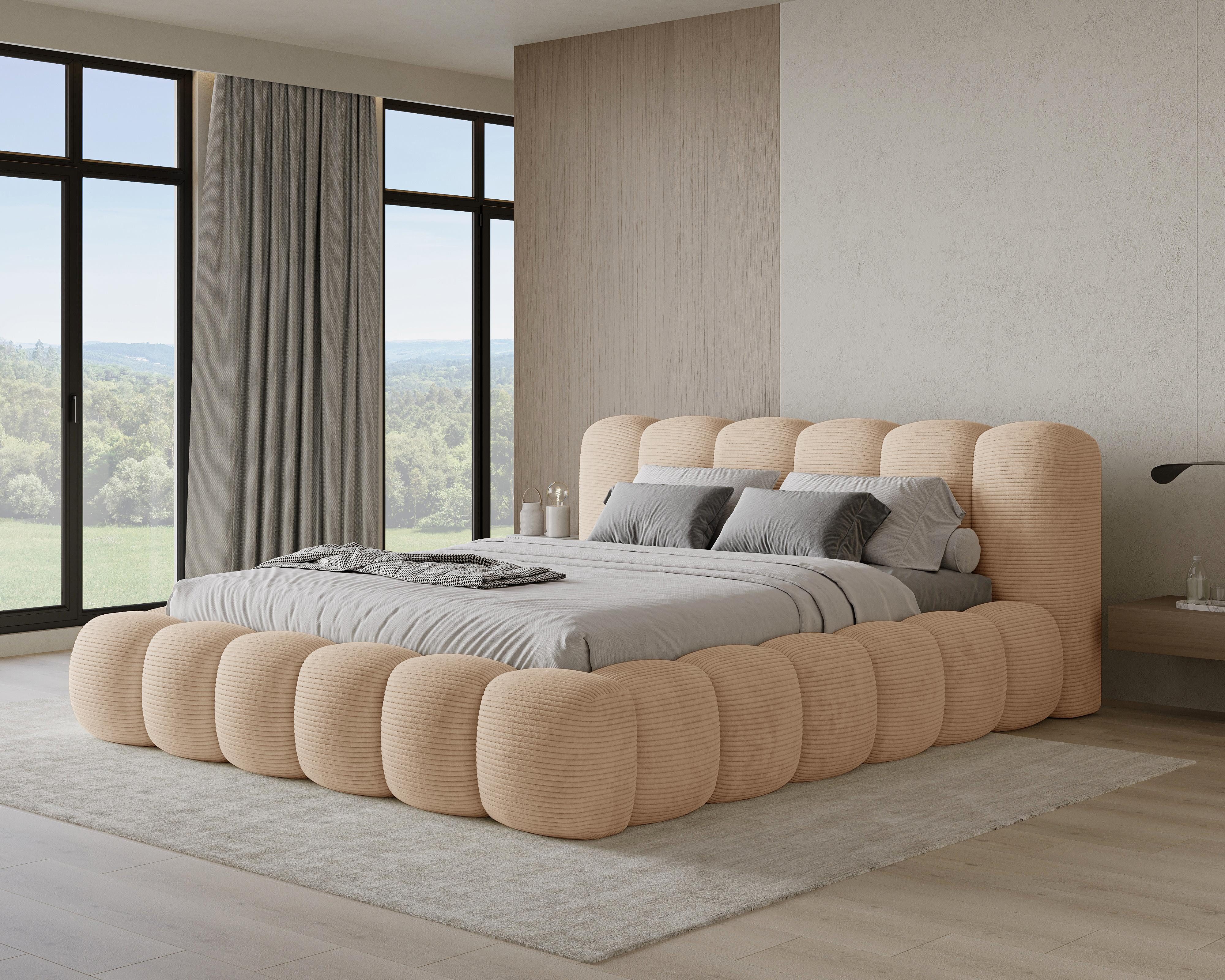 Chilly Möbel Polsterbett Stoff mit Stauraum und Hubfunktion Holzrahmen (Boxbett ohne Matratze in vielen Farben, 1-tlg., 140x200 160x200 180x200 200x200cm), gepolstertem Kopfteil Bettkasten modern
