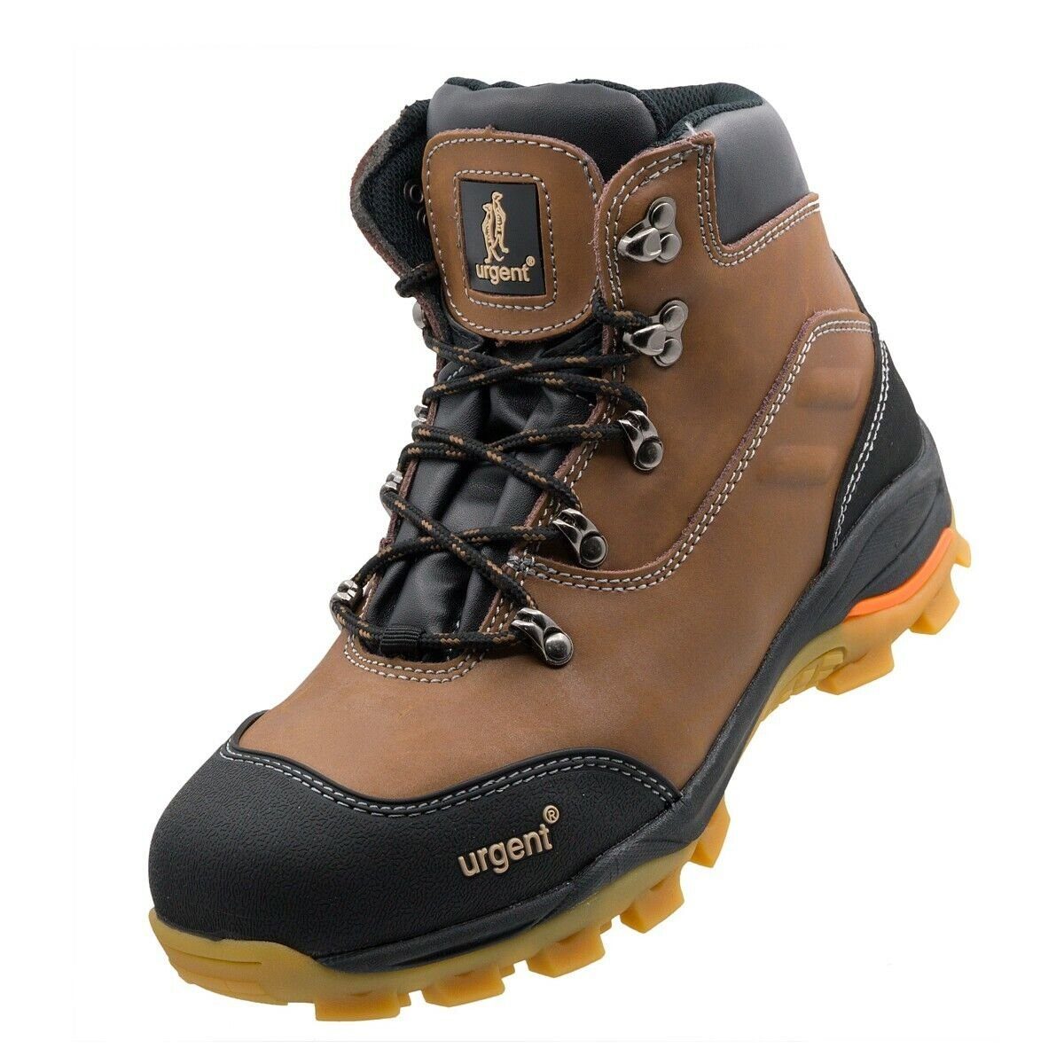 Urgent Arbeitsstiefel Sicherheitsschuhe Schutzschuhe Stahlkappe S1 Braun Arbeitsschuh Fersenstabilisator