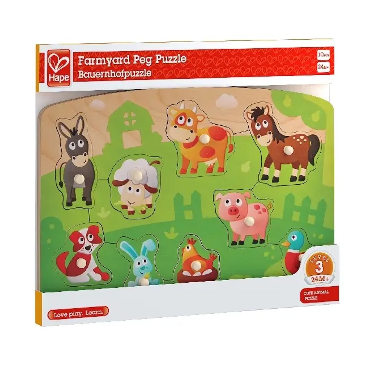 Toynamics Europe Puzzle Hape Bauernhofpuzzle (Kinderpuzzle), 19 Puzzleteile