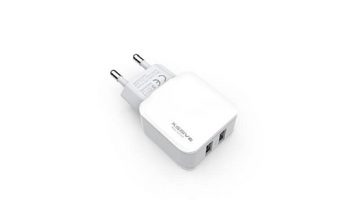 COFI 1453 2x USB 2.1A Schnell Wandladegerät mit 1m iPhone Ladekabel weiß USB-Ladegerät