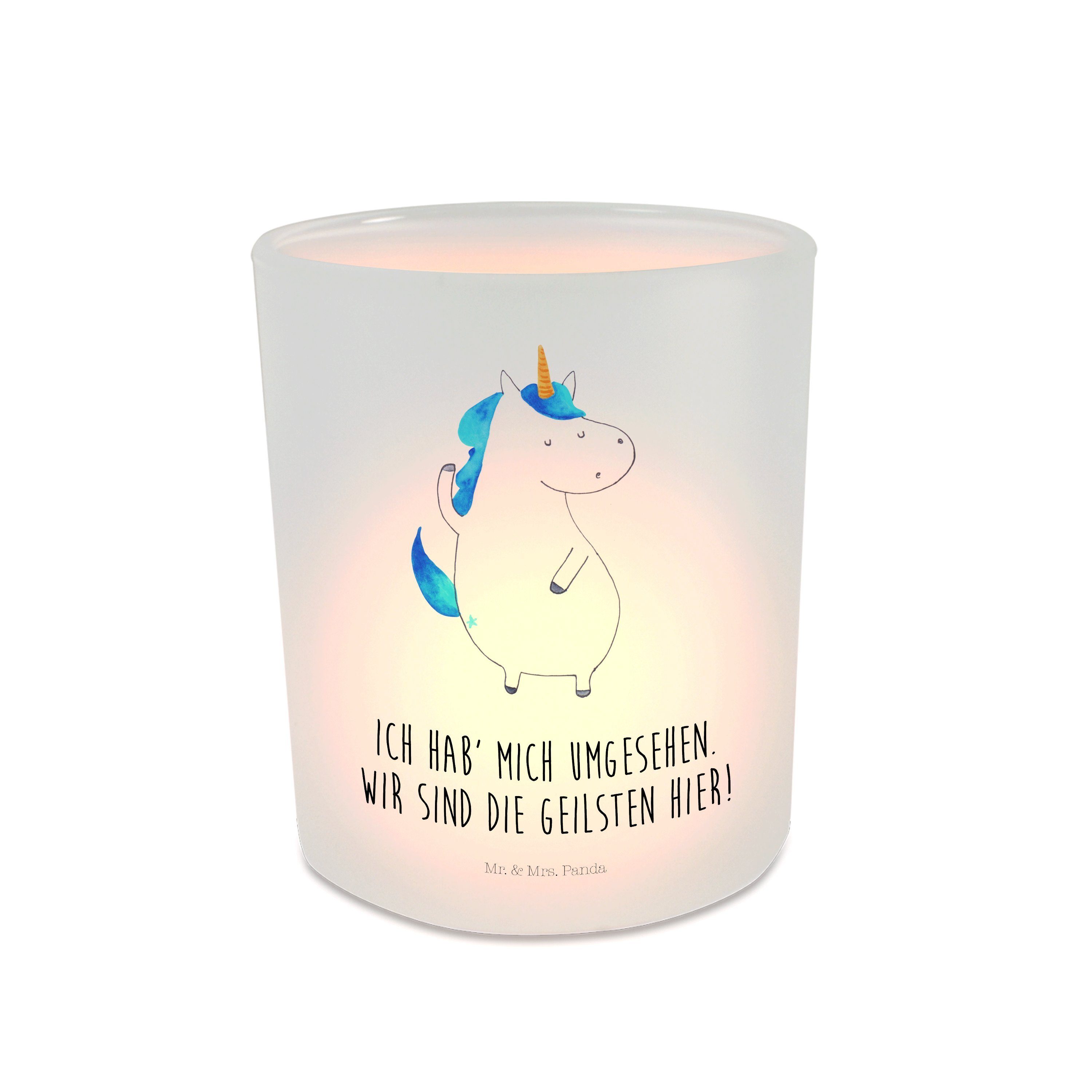 Mr. & Mrs. Panda Windlicht Einhorn Mann - Transparent - Geschenk, cool, Kerzenglas, Teelichter, (1 St)
