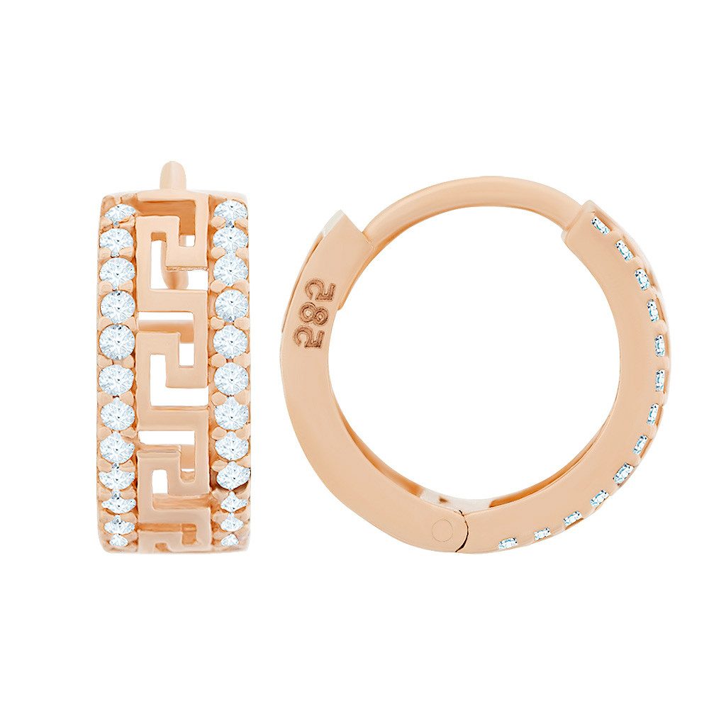 Golders Paar Creolen Ohrringe aus 585 Rotgold mit Zirkonia (2-tlg), 585 Rot günstig online kaufen