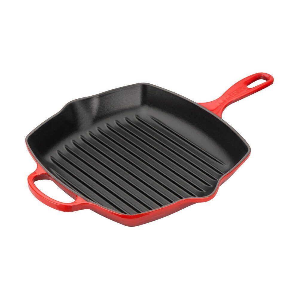 LE CREUSET Grillpfanne Grillpfanne 26x26 cm Signature Kirschrot, (1-tlg), Gusseisen, kirschrot, Handreinigung, backofengeeignet
