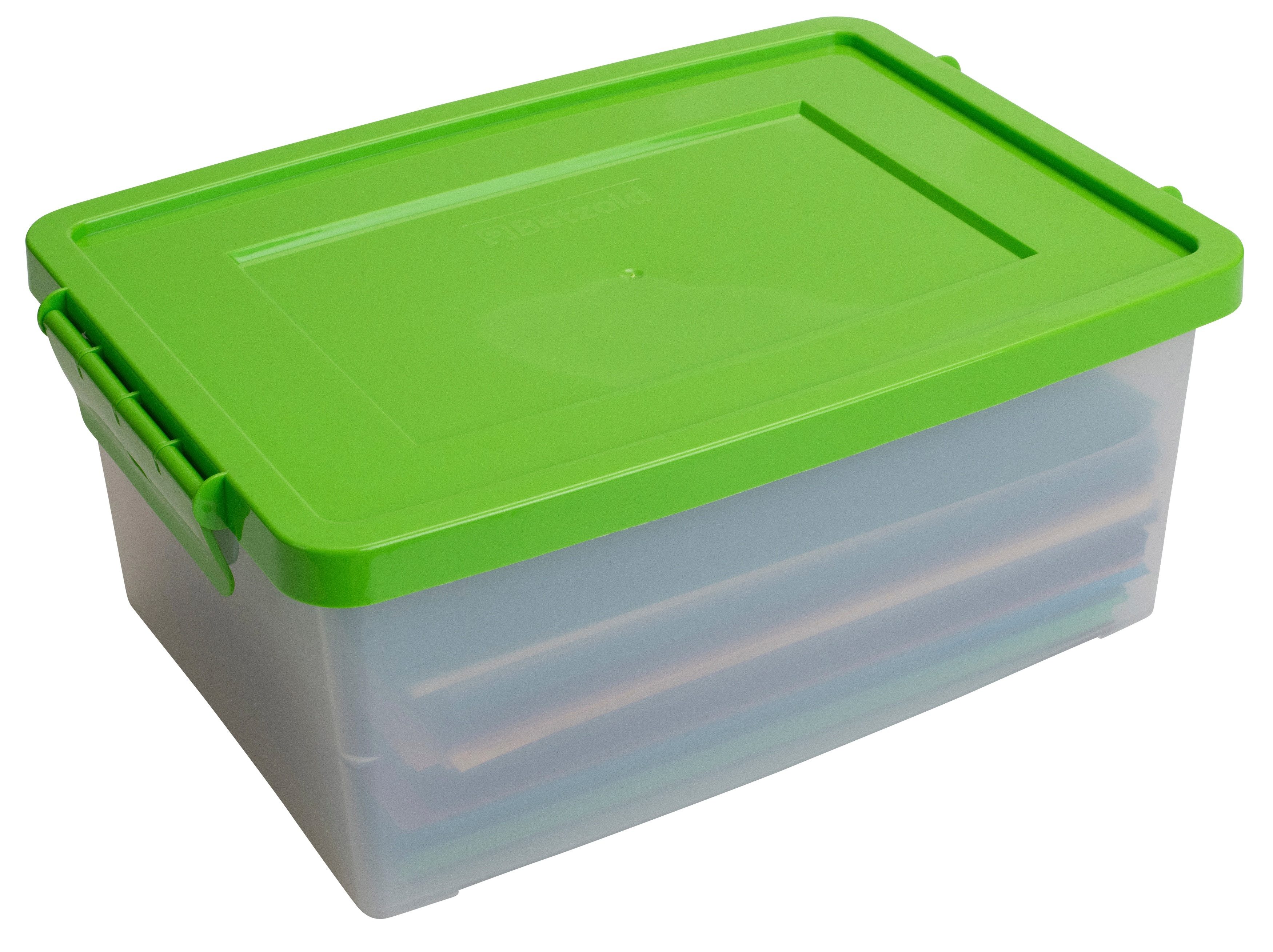 Betzold Aufbewahrungsbox Aufbewahrungsbox, 16 x 39,5 x 27,5 cm, weiß-transparent, farbiger Deck