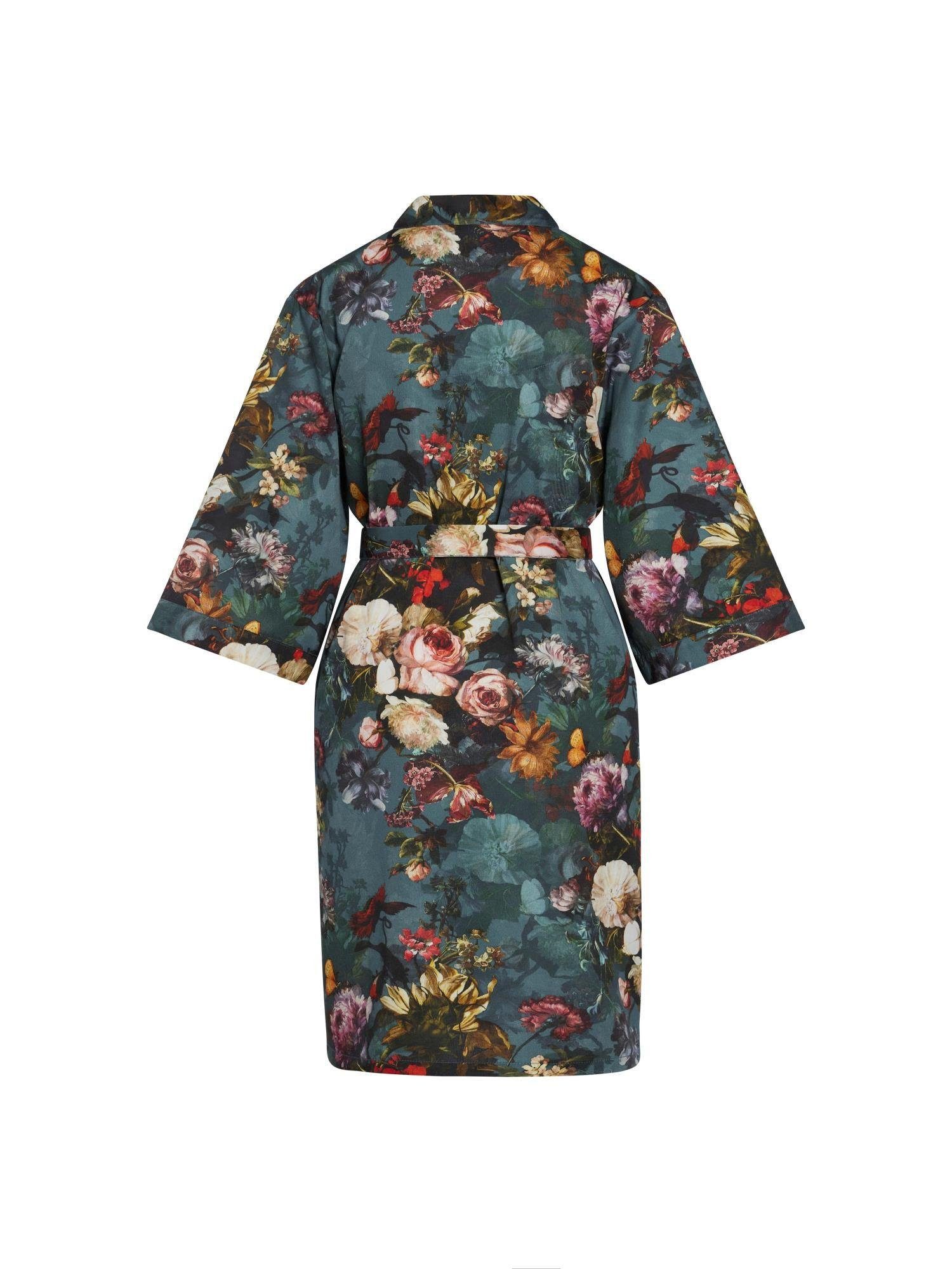 mit Kimono-Kragen, reef Baumwolle, Kurzform, Gürtel, Blumenprin Kimono Essenza green sarai wunderschönem karli,
