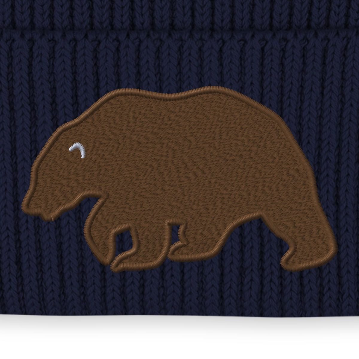 Spreadshirt Beanie Braunbär Bär Silhouette Stickerei Fisherman Beanie Bio Mütze (1-St)