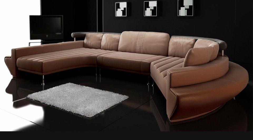BULLHOFF Wohnlandschaft Wohnlandschaft Leder BLAU »ZÜRICH«, Europe, das Couch in Sofa GRÜN Made Designsofa "ORIGINAL" U-Form