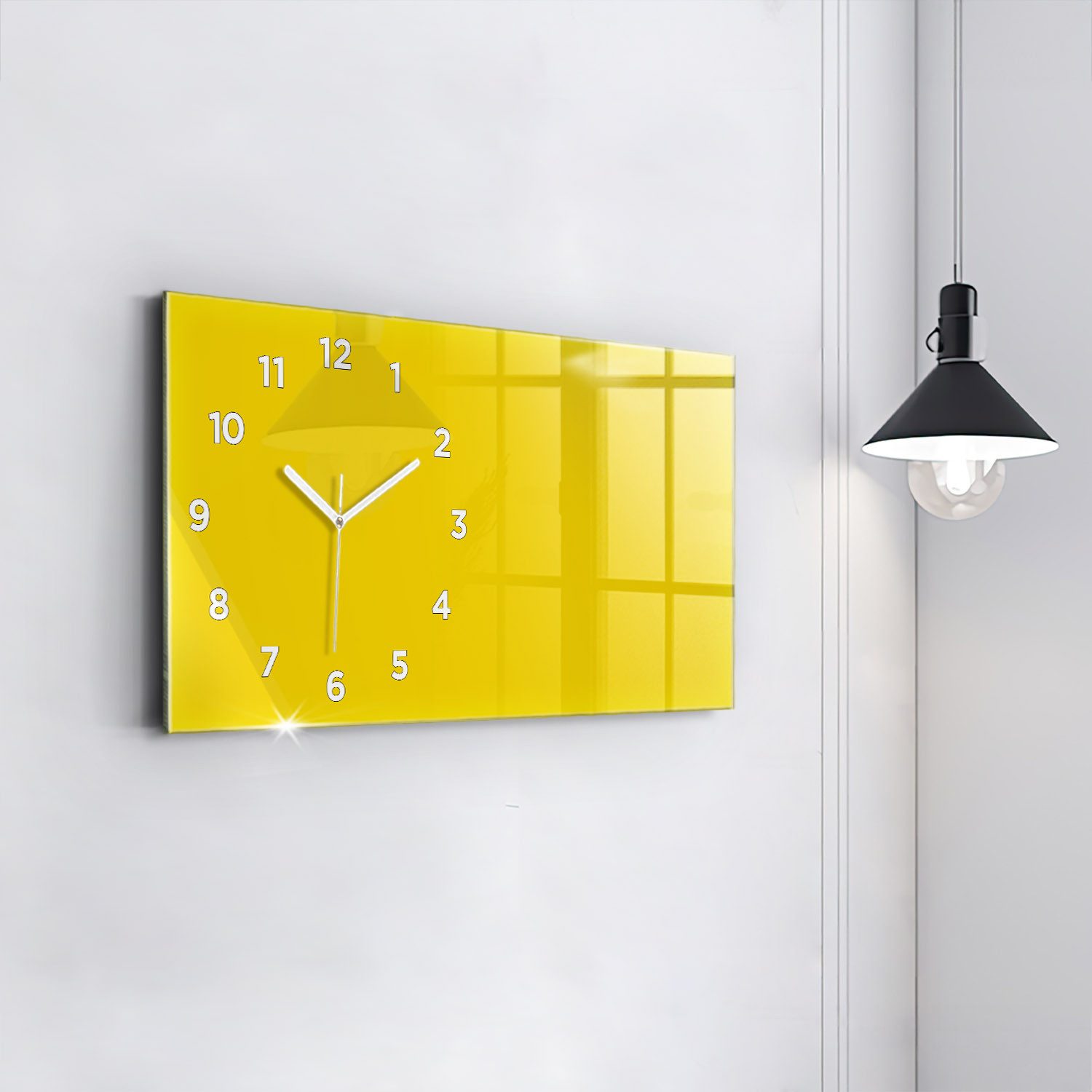 Tulup Wanduhr Glasuhr Rechteckige Wanduhr 60x30 cm Uhr aus Gehärtetem Glas