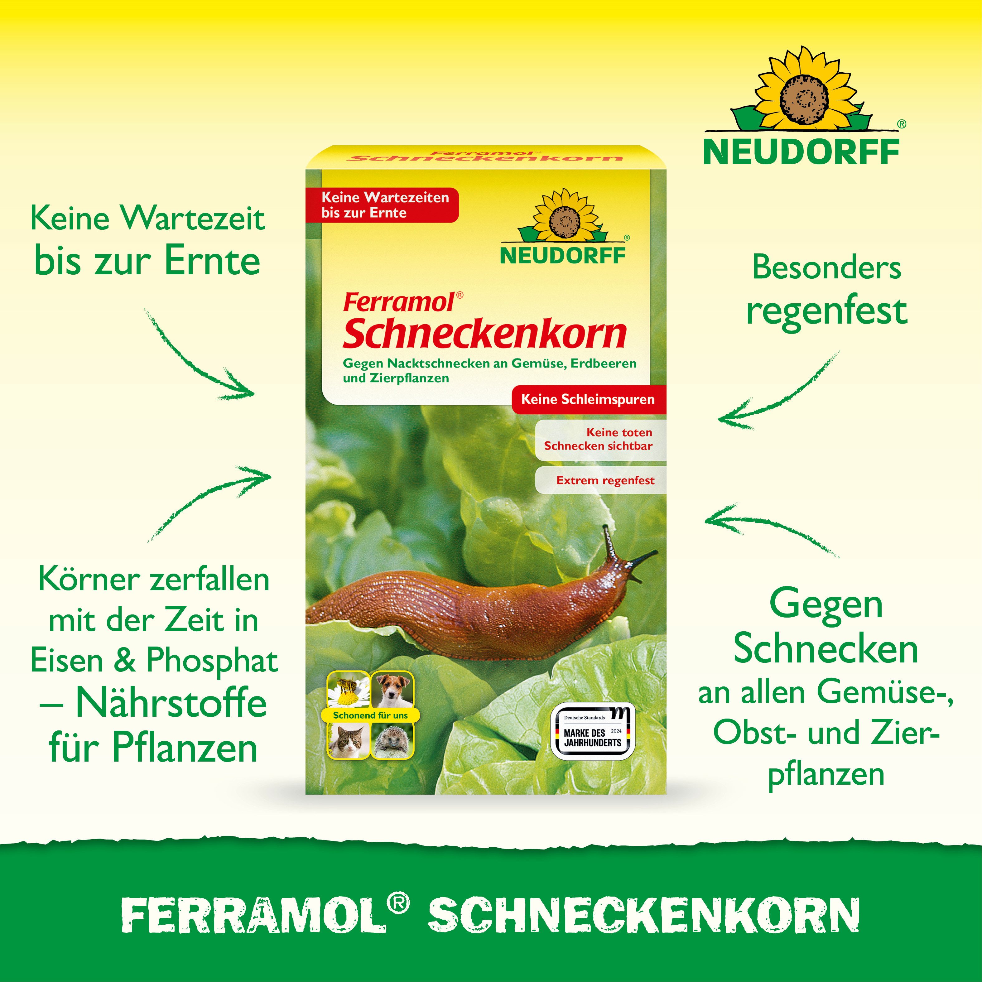 Neudorff Pflanzenstärkungsmittel Ferramol Schneckenkorn regenfest 0,5 kg, Für Gemüse, Obst & Zierpflanzen im Freiland und Gewächshaus, Regenfester Fertigköder g – Bild 2 von 5