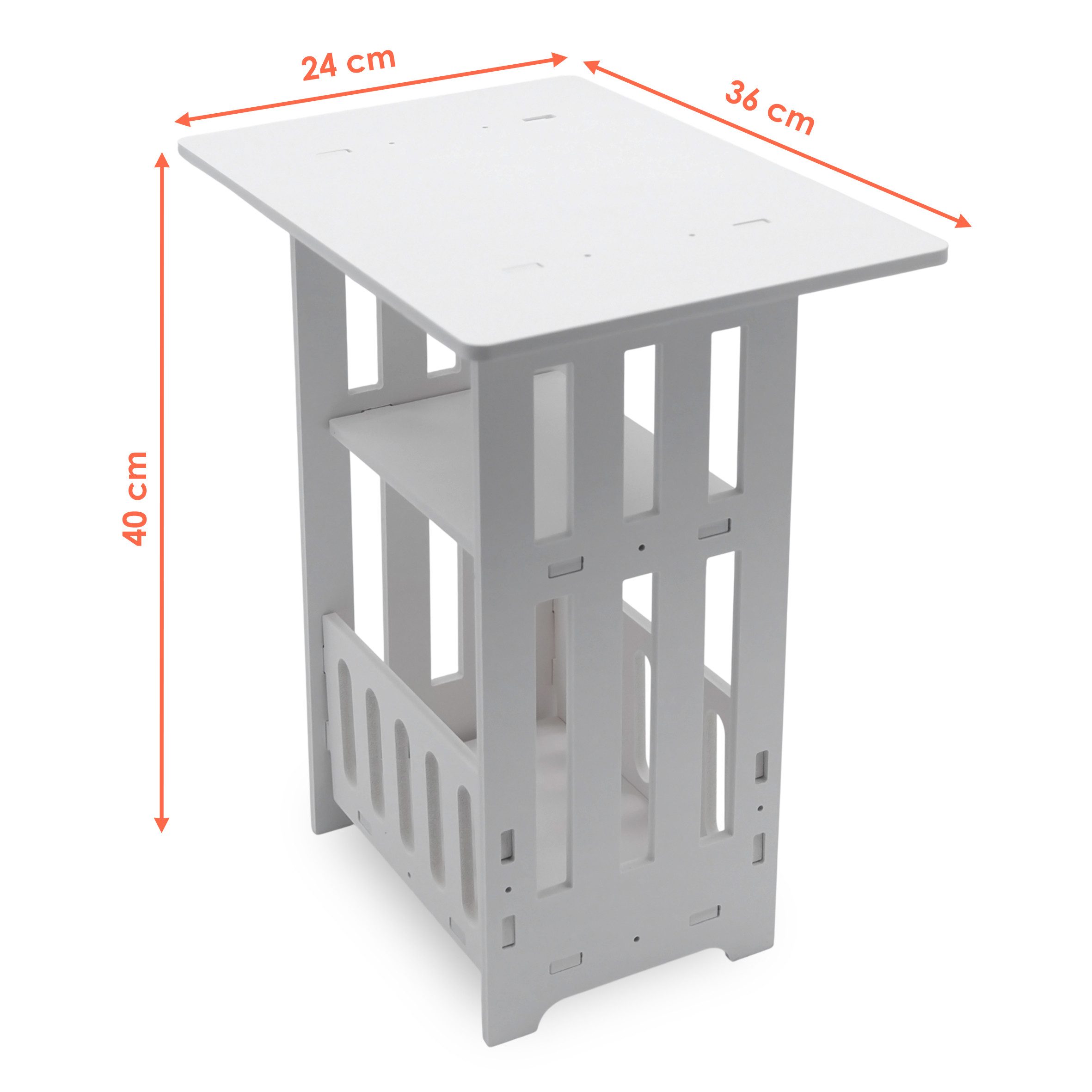Spetebo Nachttisch weiß mit Ablagekorb und Staufach - 40 x 36 cm - Beistell günstig online kaufen