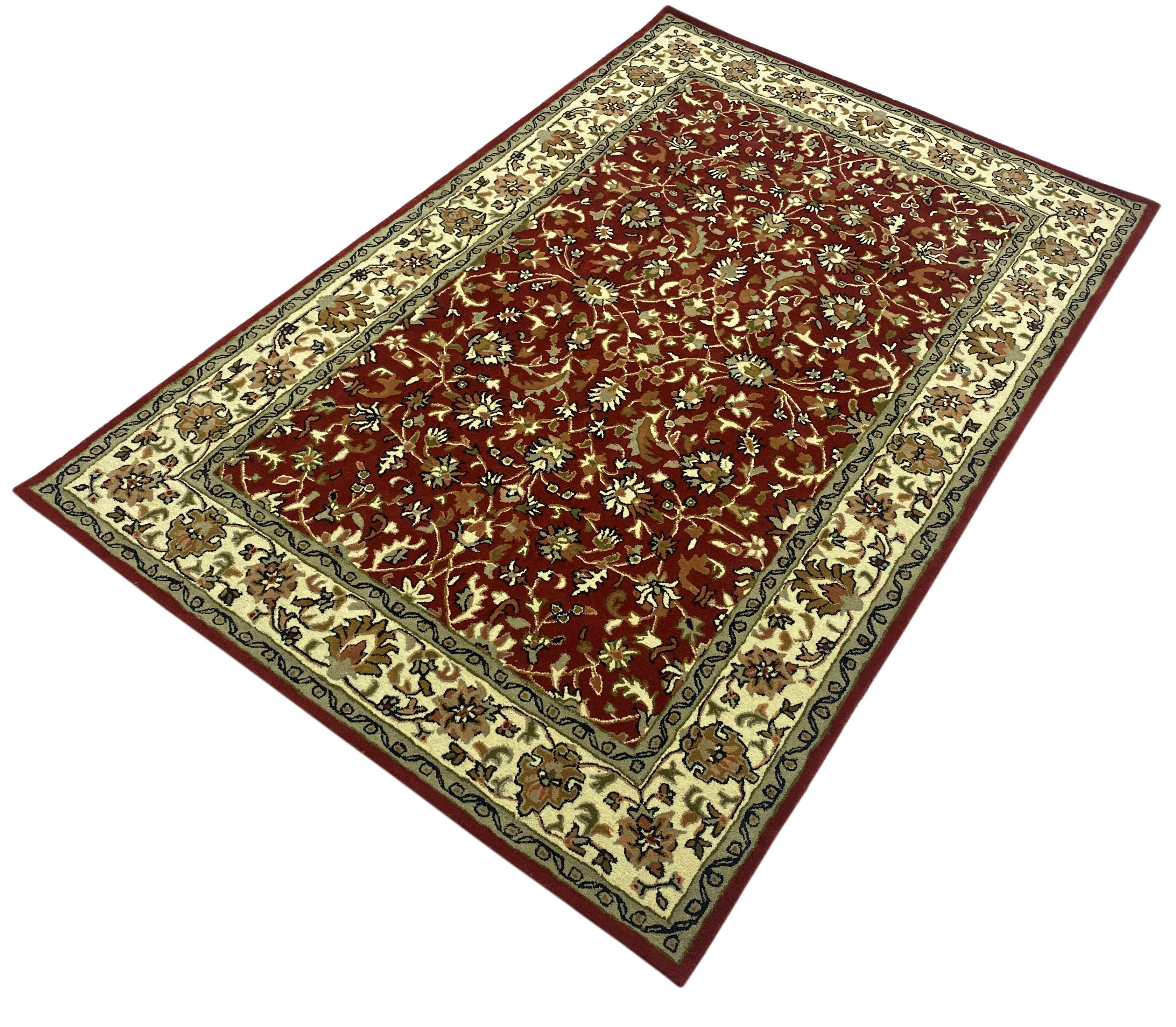 Wawa Teppich Orientteppich Rot Herati Teppich 100% Wolle Orientteppich Handgetuftet, Rechteck, Höhe: 20 mm – Bild 4 von 5