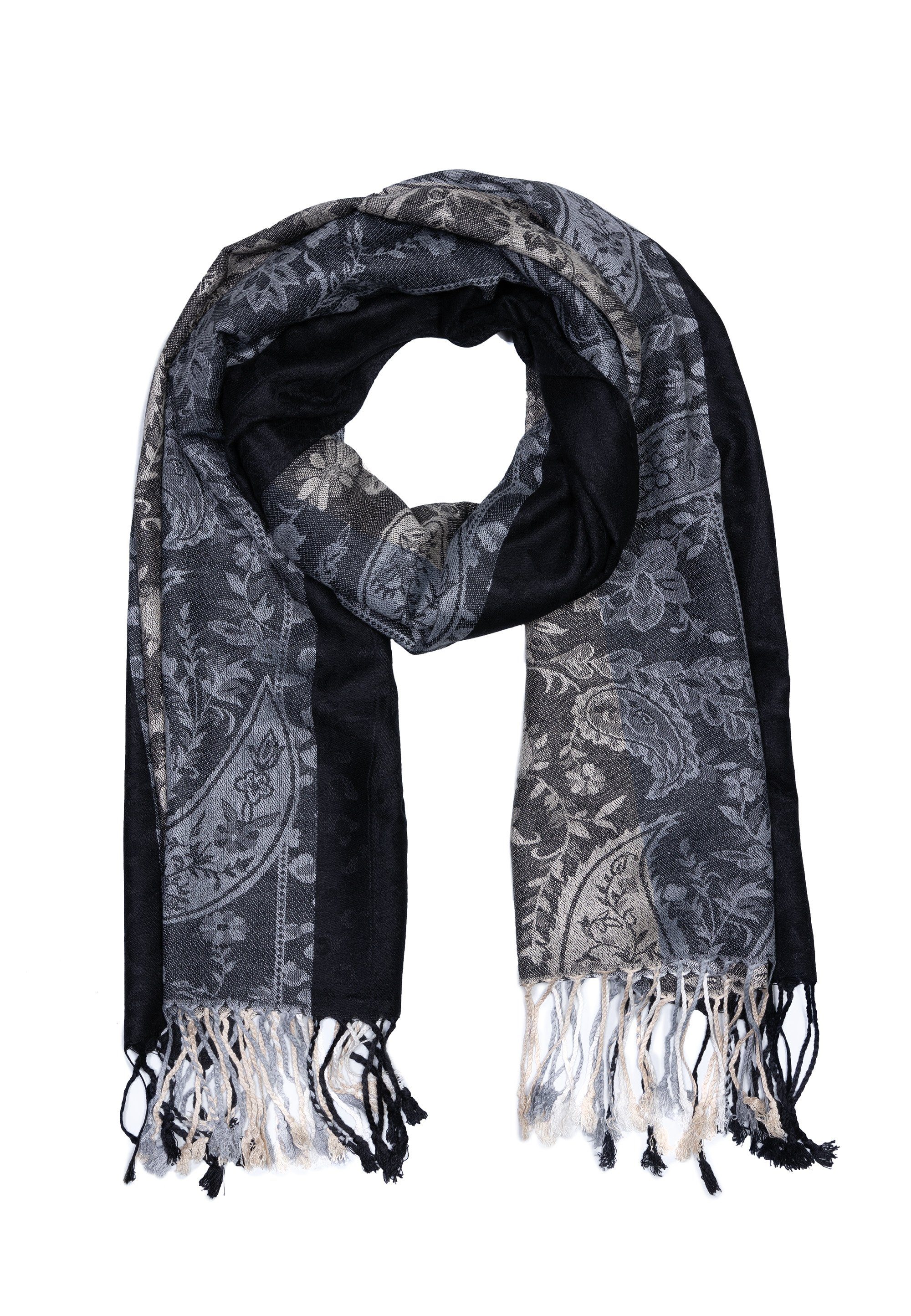 Goodman Design Modeschal Schal Romantik mit lebendigen Farben, Sehr hochwertiges Material Schwarz