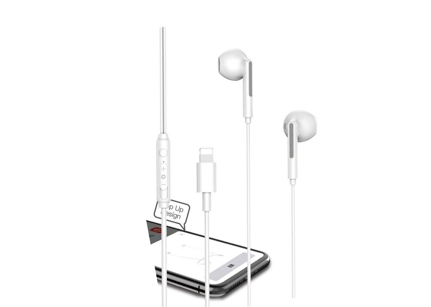 COFI 1453 In-Ear iPhone Kopfhörer Headset Ohrhörer und Mikrofon für iPhone weiß In-Ear-Kopfhörer