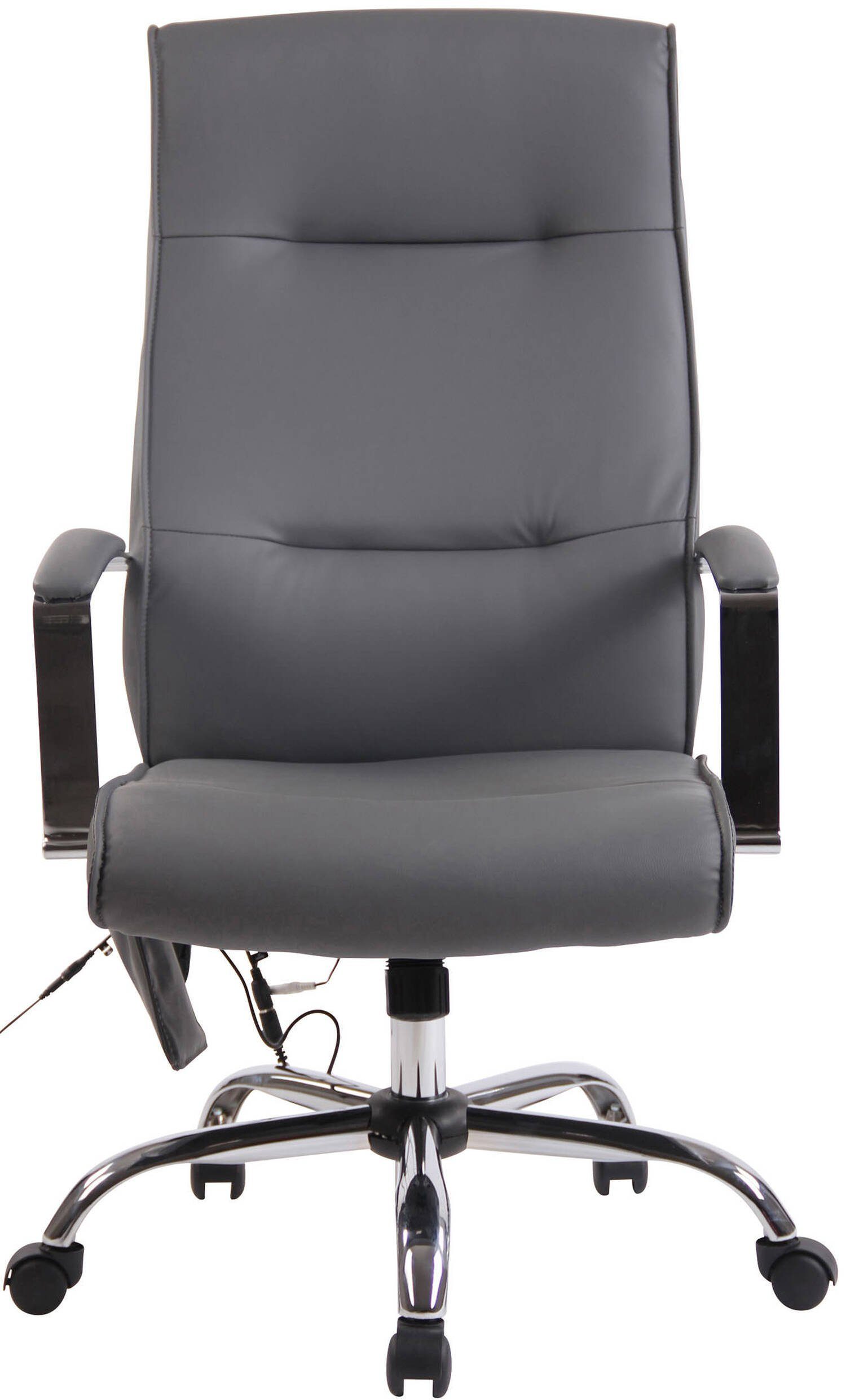 Kunstleder Sitz: Rückenlehne TPFLiving Massagefunktion Portofino Bürostuhl chrom bequemer (Schreibtischstuhl, Chefsessel, - Gestell: grau XXL), und Drehstuhl, Metall mit Bürostuhl