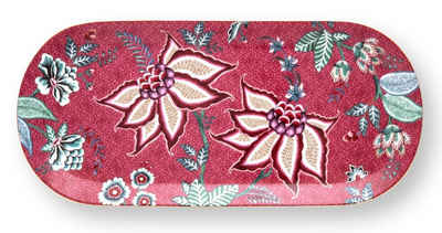 PiP Studio Servierplatte Flower Festival Kuchenplatte dark pink 33,3 cm, Porzellan, (Platten)