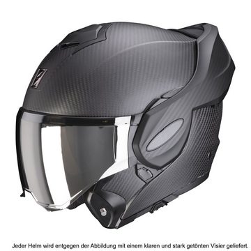 Scorpion Exo Motorradhelm Exo-Tech Evo Carbon schwarz matt, Über-Klapp-Helm Sonnenvisier Pinlock Bluetooth vorbereitet 2. Visier