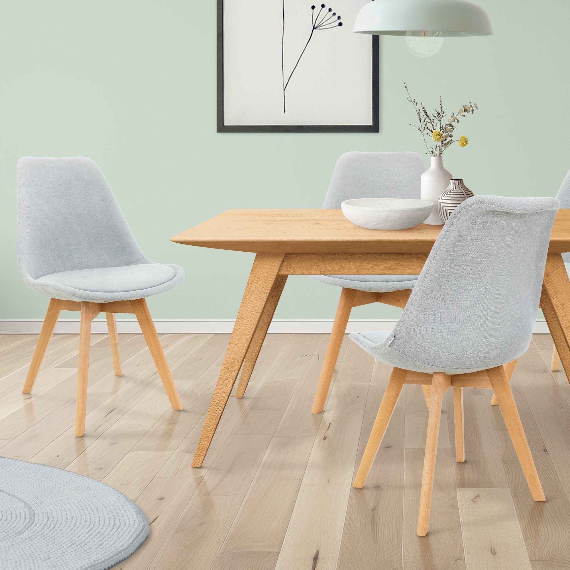 ML-DESIGN Stuhl Esszimmerstühle Küchenstuhl Polsterstuhl Wohnzimmerstuhl (4er Set), 2er Set Grau Samtbezug Buchenholz-Beinen Retro Leinen | Stühle