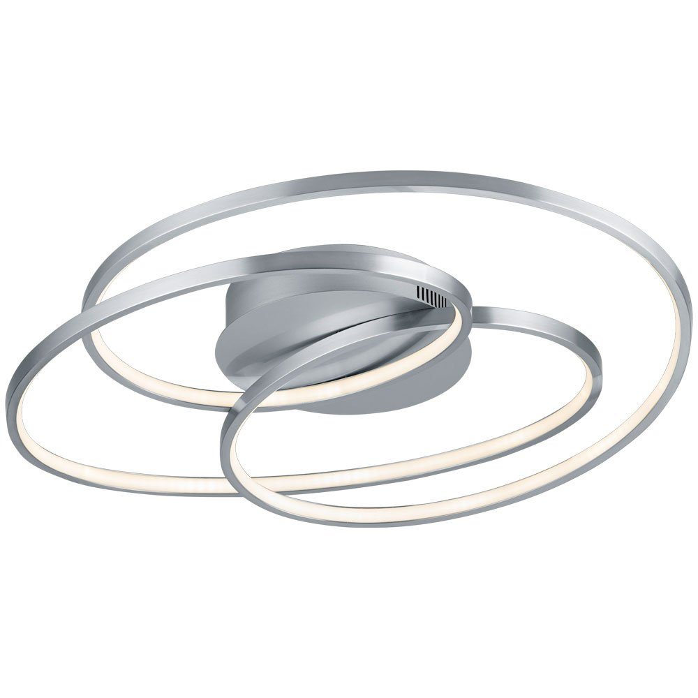 TRIO Leuchten LED Deckenleuchte, LED-Leuchtmittel fest verbaut, Warmweiß, LED Decken Lampe Wohn Zimmer Ring Leuchte silber Switch DIMMER