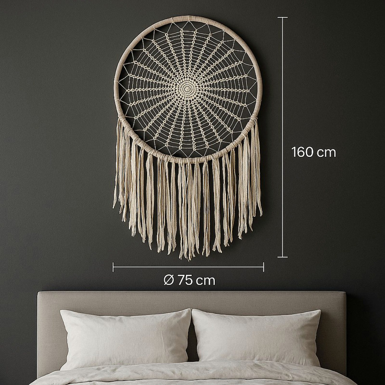 Koopman Traumfänger Dreamcatcher Wanddeko Hängedeko XXL 160cm Wandhänger (1 St), Baumwolle, Beige, 160x76cm, Dekorativ, XXL-Format