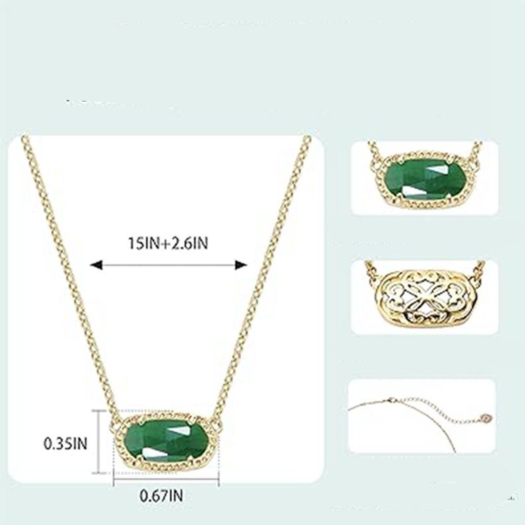 aus Frauen Weihnachtsgeschenk WaKuKa grünem (1-tlg) Charm-Kette Stein, für Ovale Halskette