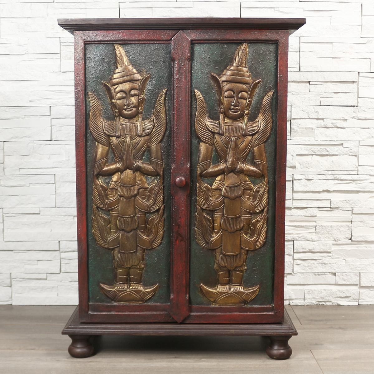 Oriental Galerie Mehrzweckschrank Wandschrank Schrank 90 cm Sawadee Braun Rot Gold (1-St)