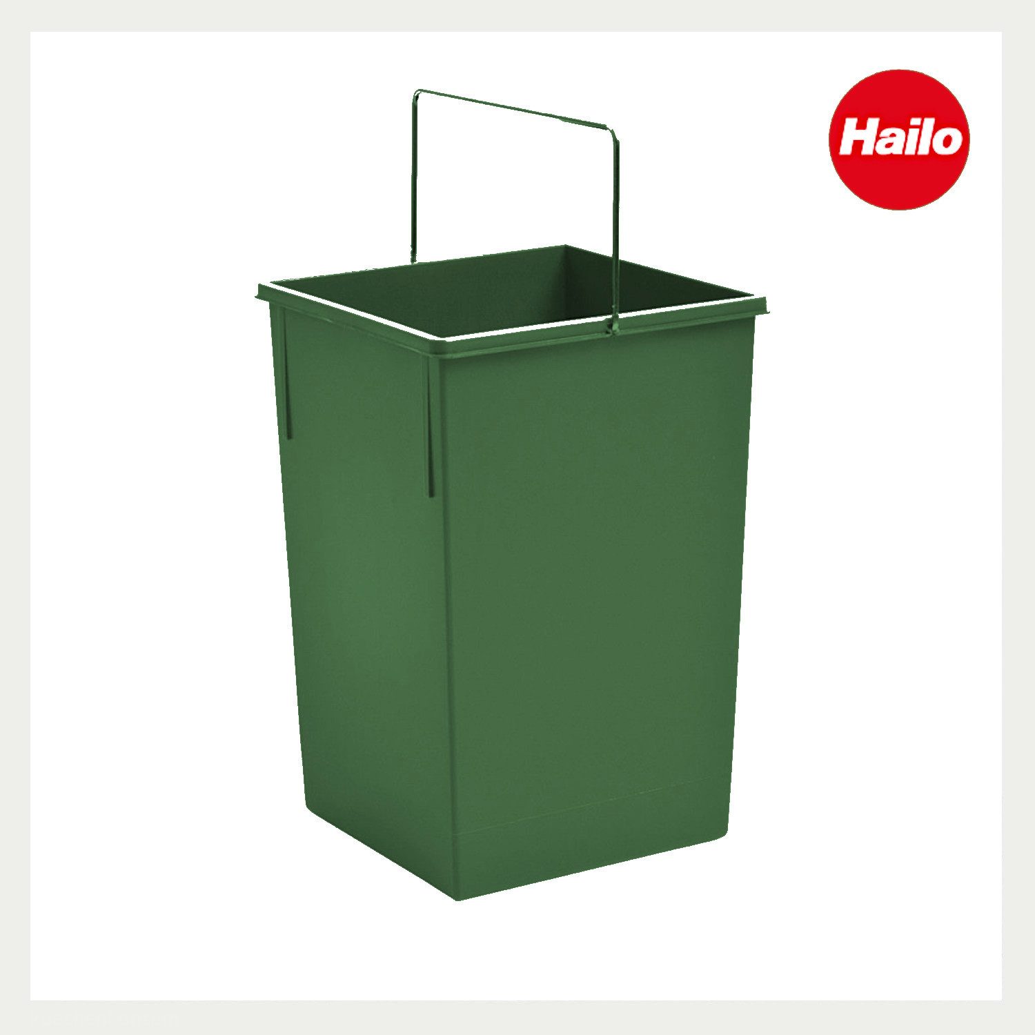 Hailo Einbaumülleimer Hailo Inneneimer 1073259 gruen 15 Liter 230 x 220 x 350 mm mit Henkel, grüne eckige Form mit Henkel