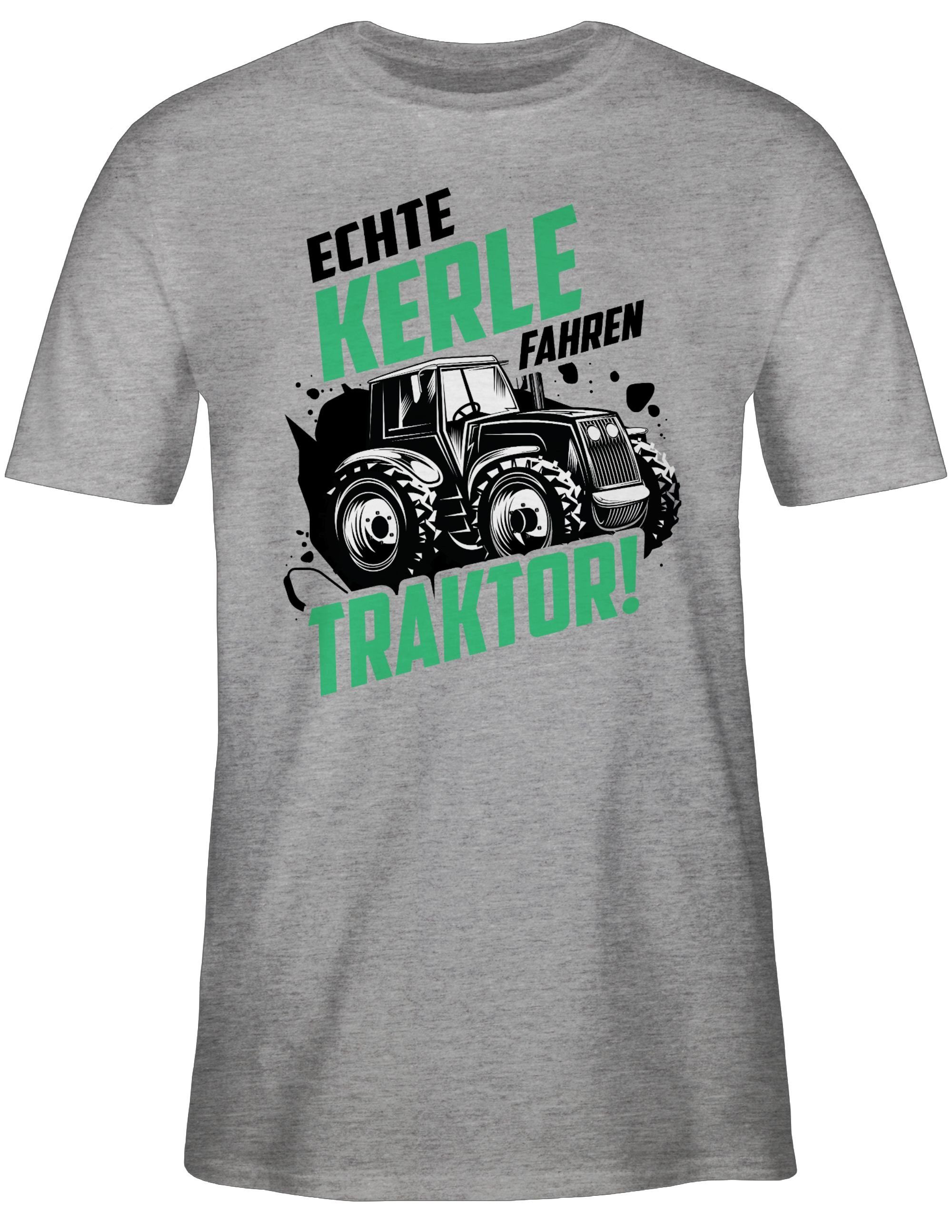 Shirtracer T-Shirt Trecker Echte Grau 3 Geschenk Bauer Fahrzeuge meliert Kerle Landwirt fahren Traktor