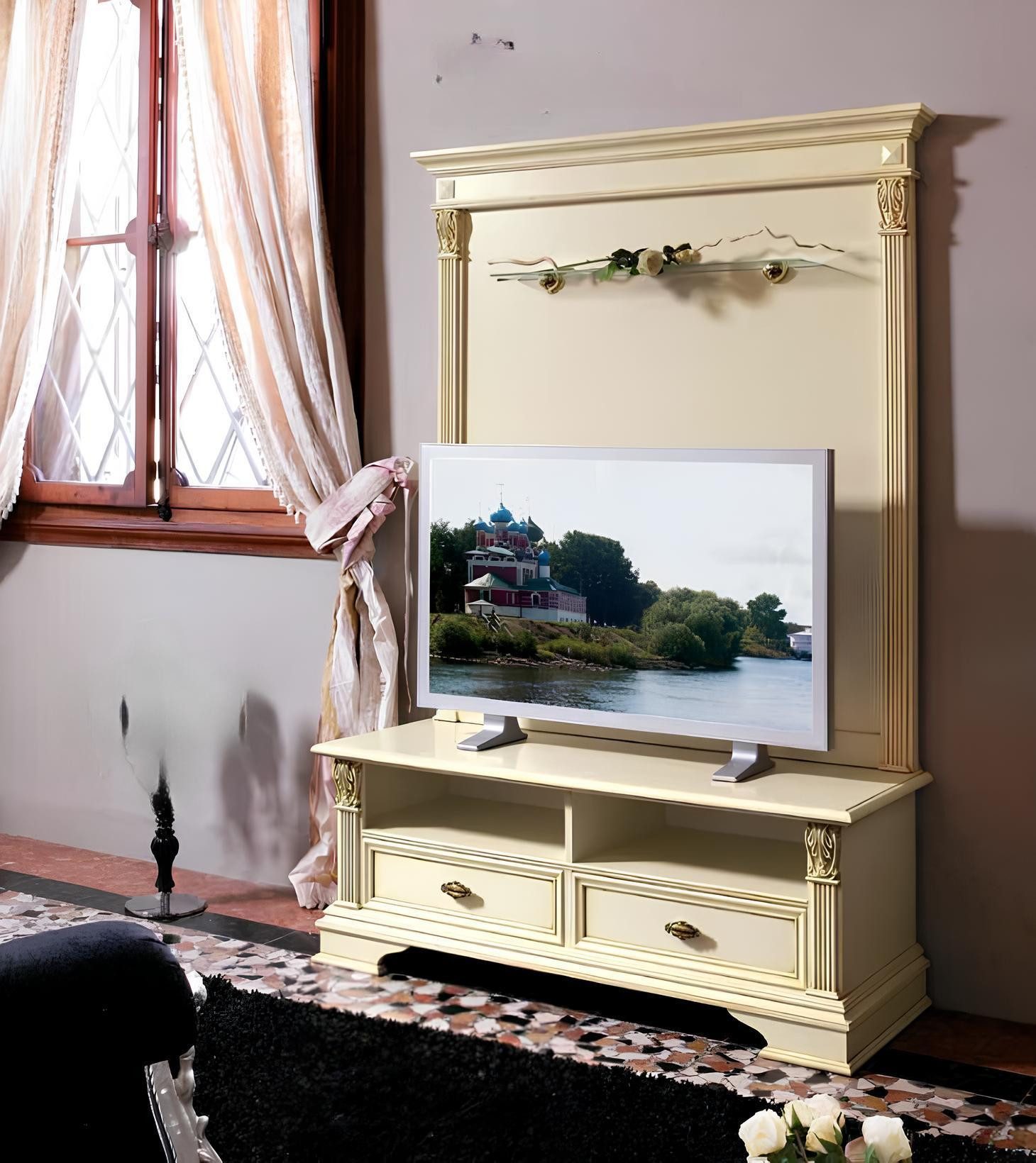 JVmoebel Wohnwand Antikes Lowboard für TV, italienischer Stil, Wand-Design, Made in Europa