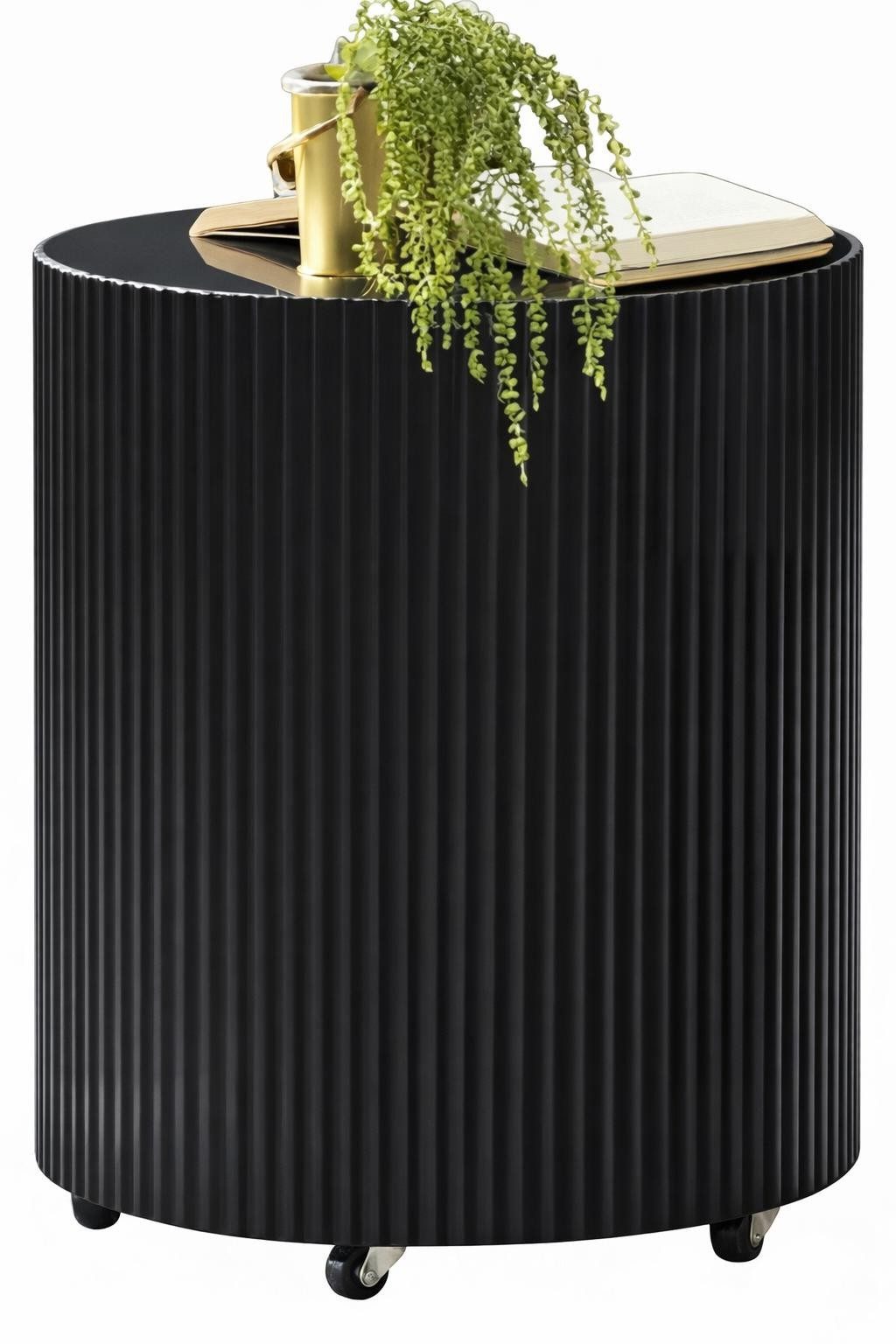 Xlmoebel Beistelltisch Eleganter schwarzer Tisch mit goldenen Akzenten, Made in Europa