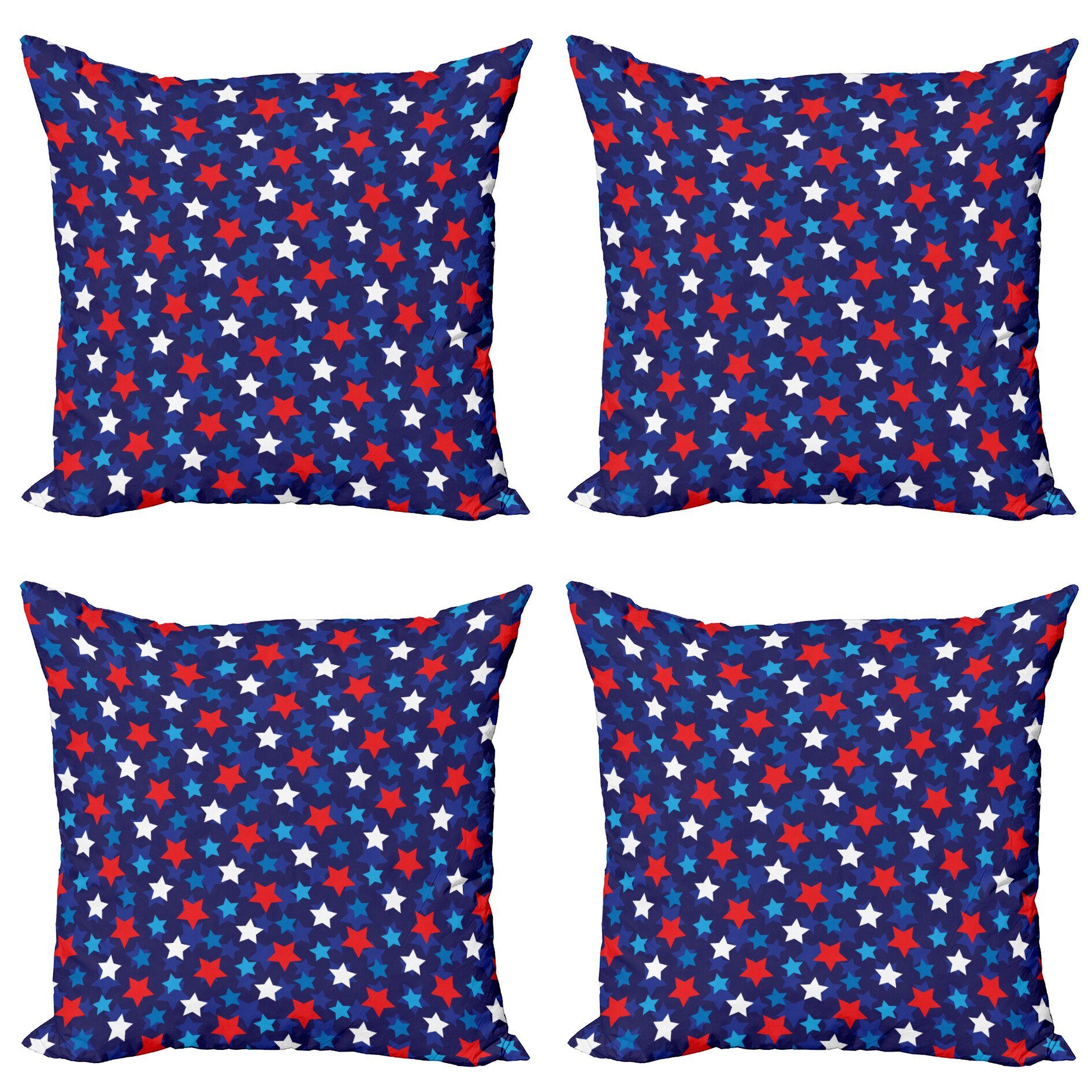 Digitaldruck, (4 Stück), Sterne Accent Abakuhaus Modern Patriotisch Doppelseitiger Amerikanische Kissenbezüge Flagge
