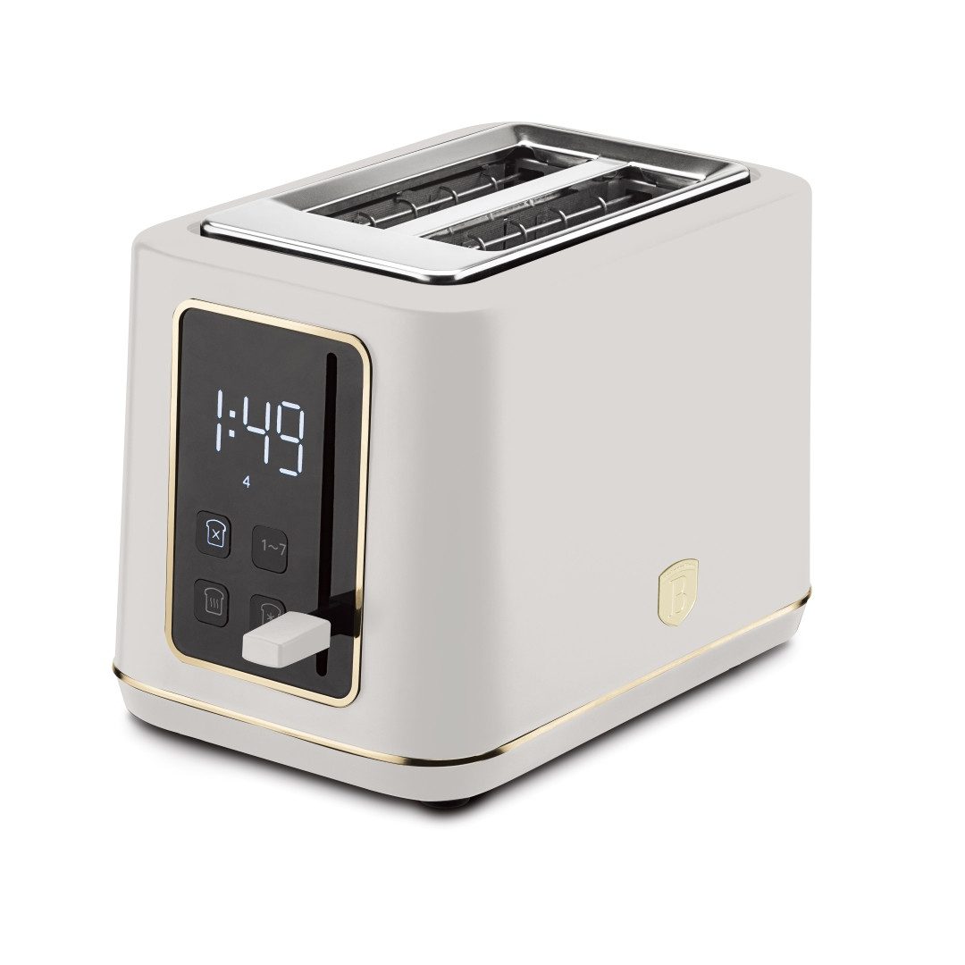 BerlingerHaus Toaster Cremefarben Matt, 2 kurze Schlitze, für 2 Scheiben, 870 W, LED-Display, 7 Bräunungsstufen, Auftau- & Aufwärmfunktion