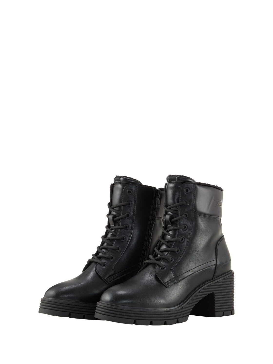 TOM TAILOR Shoes Licence Schnürstiefel (1-tlg) Gefütterte Absatzstiefel mit Logo-Details