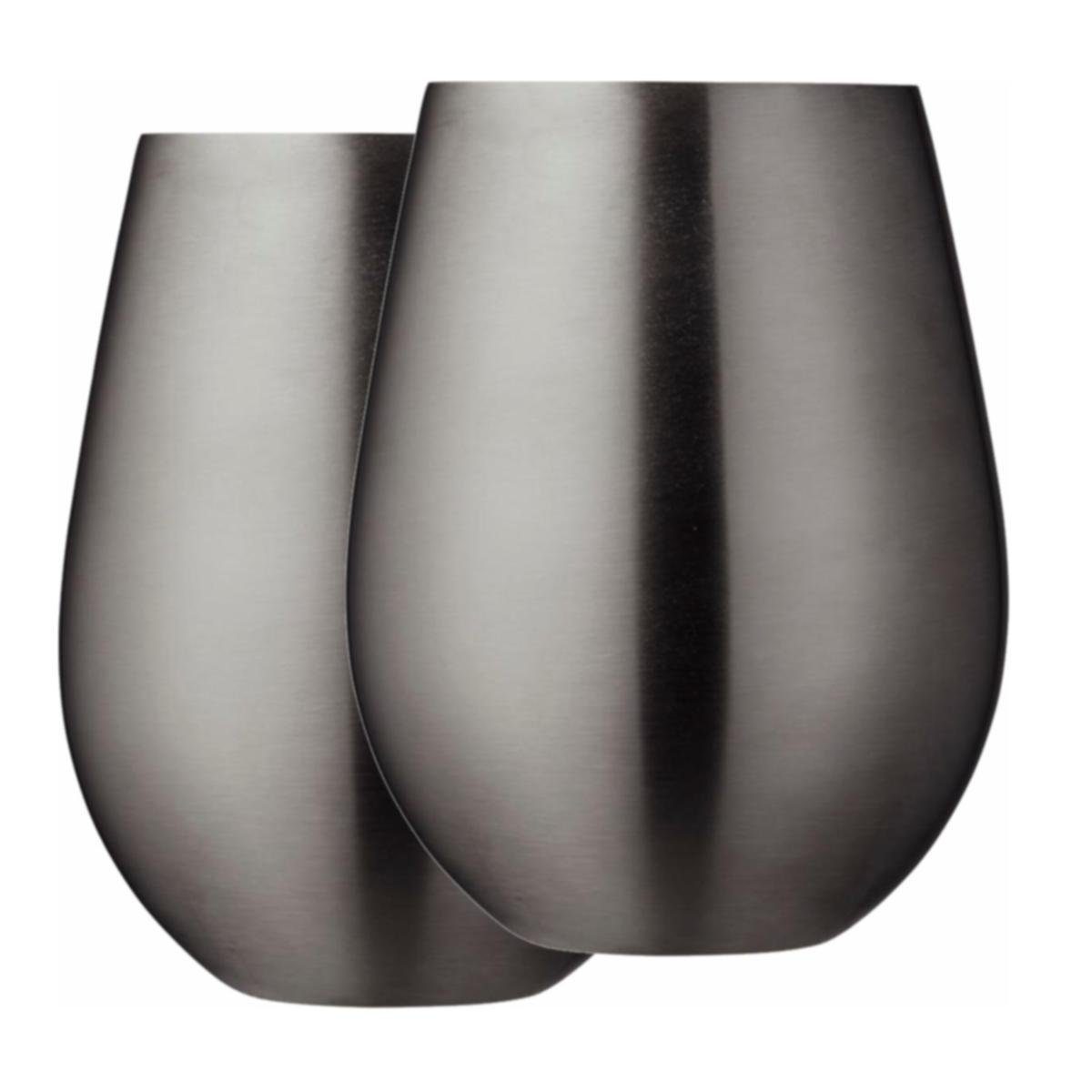 LYNGBY-GLAS Becher Lyngby Steel Trinkbecher 2er Set ca 55cl, Stahl