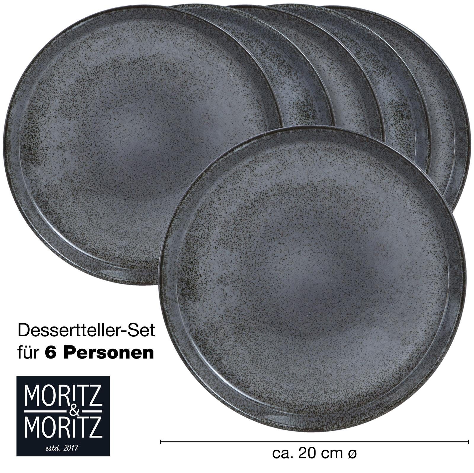 Moritz & Moritz Teller Set Geschirr Moritz St), Digital, Dessertteller (6 Moritz Personen mikrowellengeeignet für Dessert spülmaschinen- Anthrazit 6tlg und 6 &