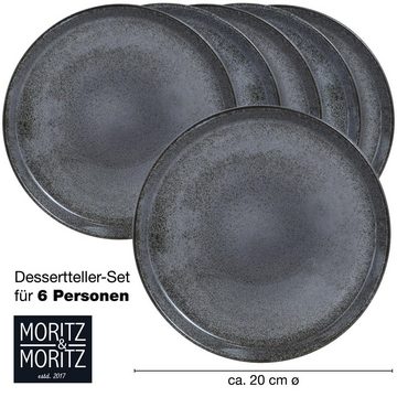 Moritz & Moritz Dessertteller Moritz & Moritz 6tlg Dessert Teller Anthrazit Geschirr Set Digital, (6 St), für 6 Personen spülmaschinen- und mikrowellengeeignet