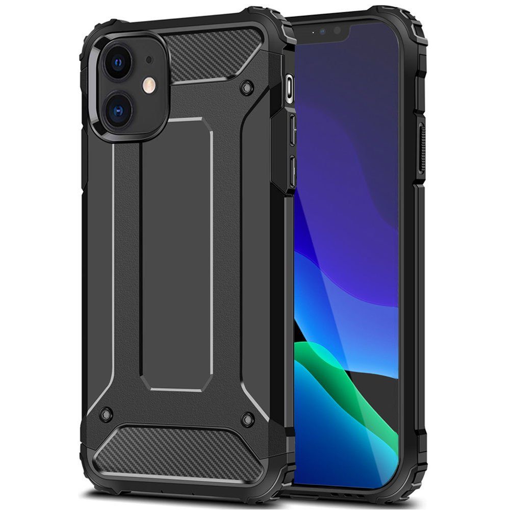 FITSU Handyhülle Outdoor Hülle für iPhone 11 Schwarz, Robuste Handyhülle Outdoor Case stabile Schutzhülle mit Eckenschutz