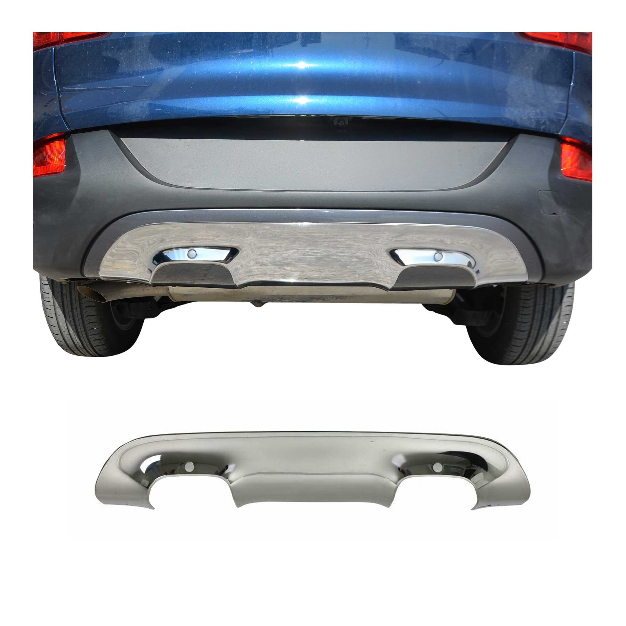 OMAC Zierleisten-Aufkleber 2015-2022 Renault Kadjar Heckstoßfänger Diffusor Silber Stahl, Langlebig,Einfache Reinigung,Einfache Installation,Rostbeständig
