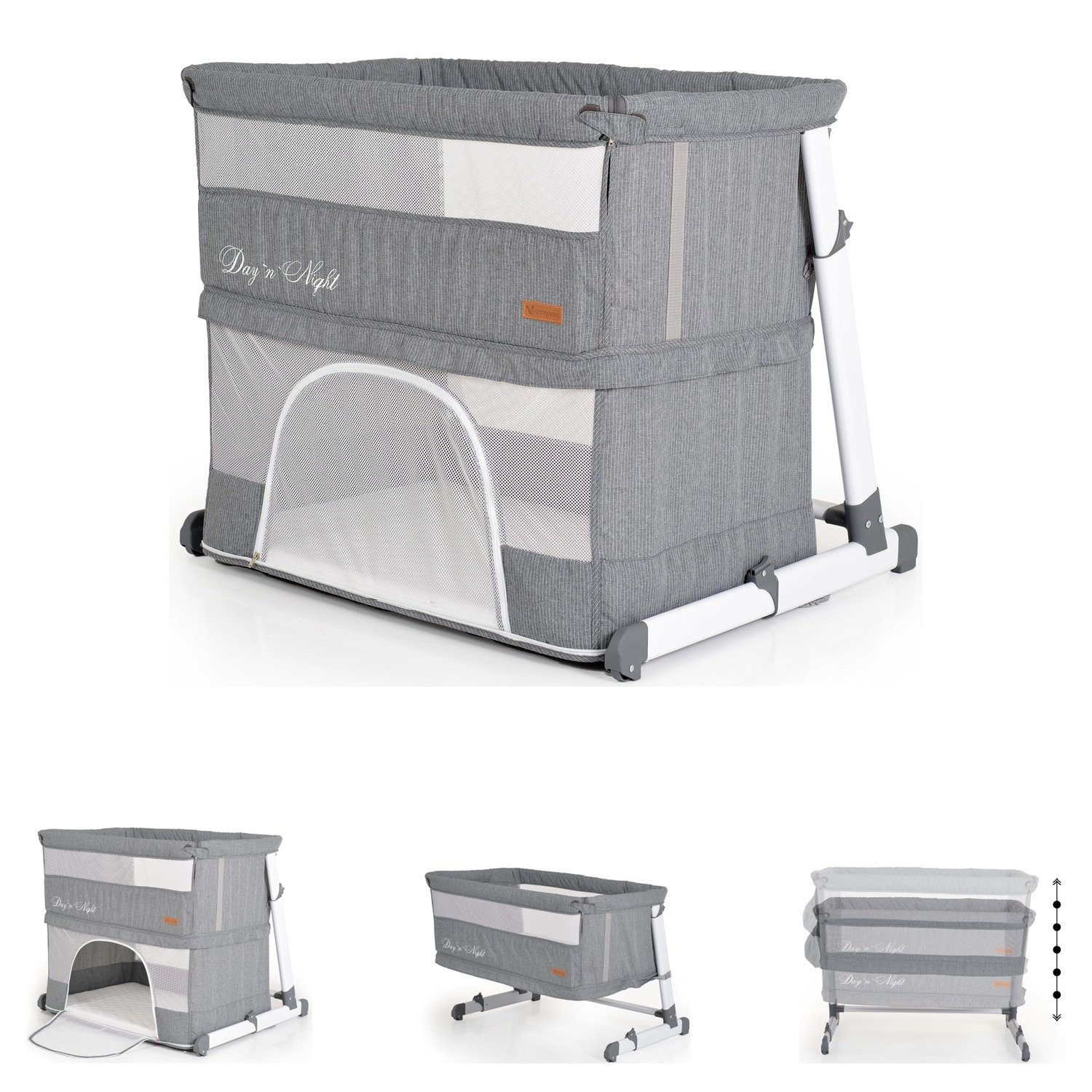 Cangaroo Komplettbett Beistellbett 2in1 Day´n Night, verstellbar Matratze Laufstall Babybett