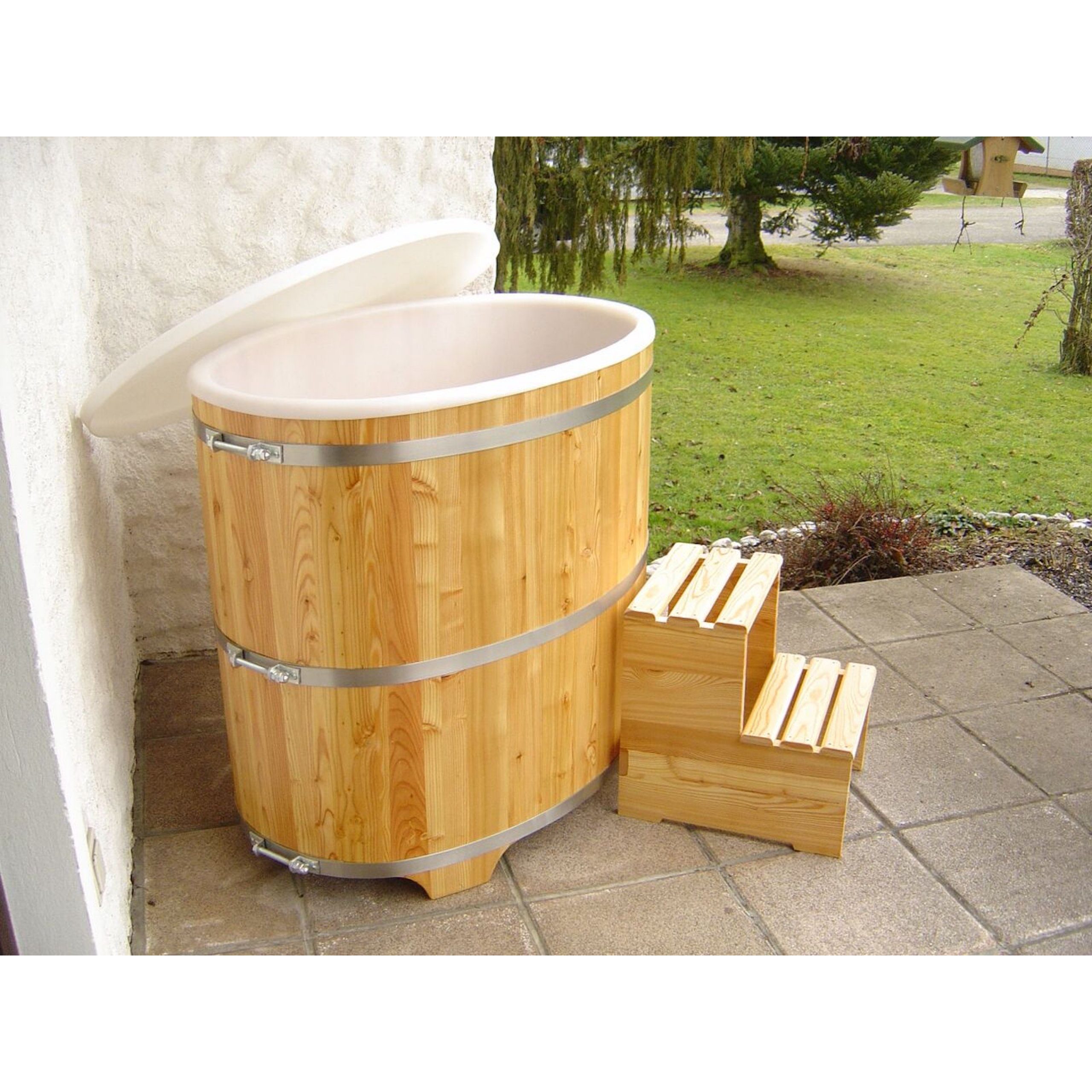 Achleitner Holzwaren Whirlpool Achleitner Sauna Tauchbecken aus Lärchenholz mit Kunststoffeinsatz