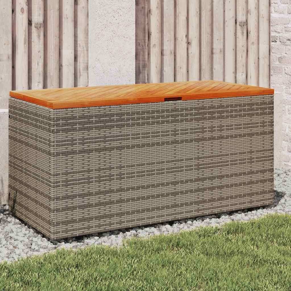 vidaXL Gartenbox Gartentruhe Grau 110x50x54 cm Poly Rattan nholz