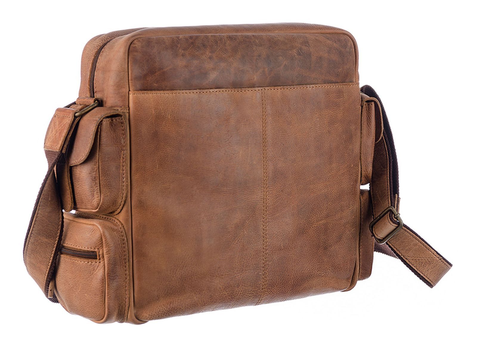 GreenLand Nature Schultertasche Casual-Bag XL, aus echtem Rindsleder