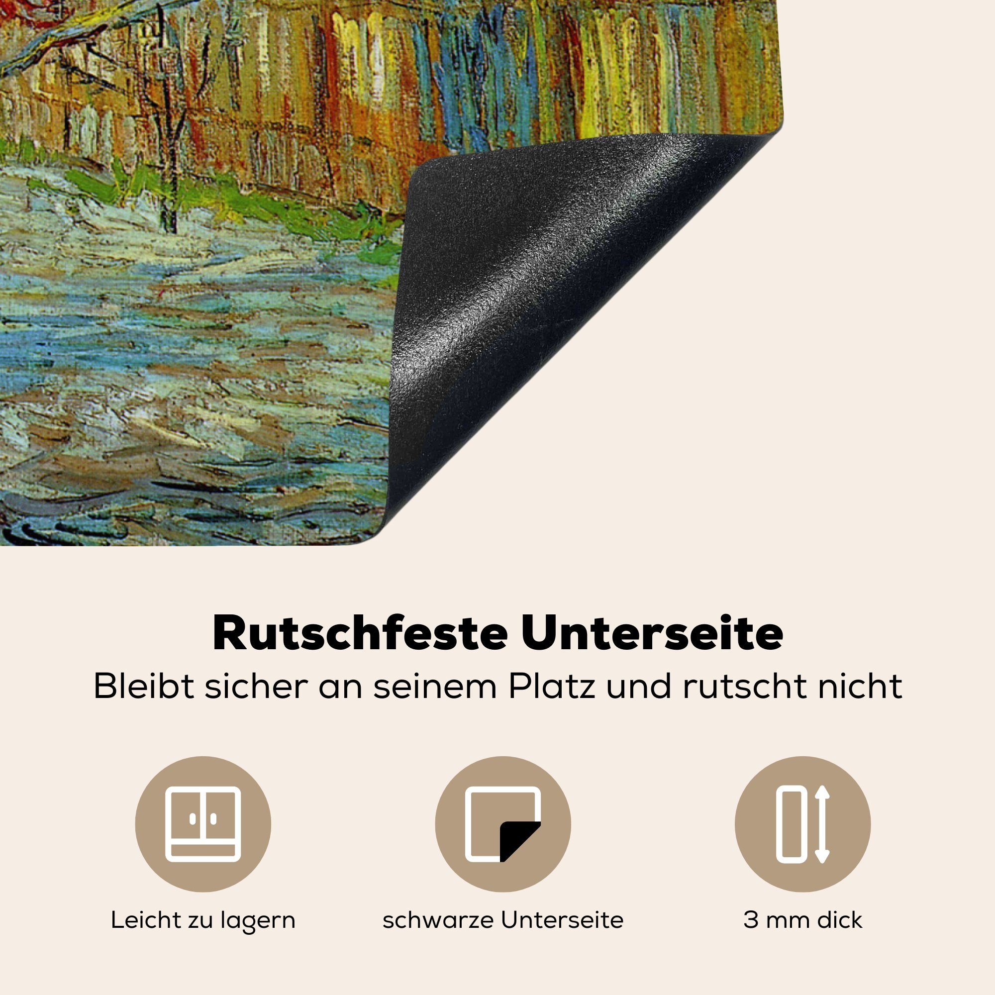 Gogh, Herdblende-/Abdeckplatte die van cm, küche, (1 Pfirsichbaum rosa Vincent Schutz tlg), Induktionskochfeld - Ceranfeldabdeckung Der Vinyl, für 71x52 MuchoWow