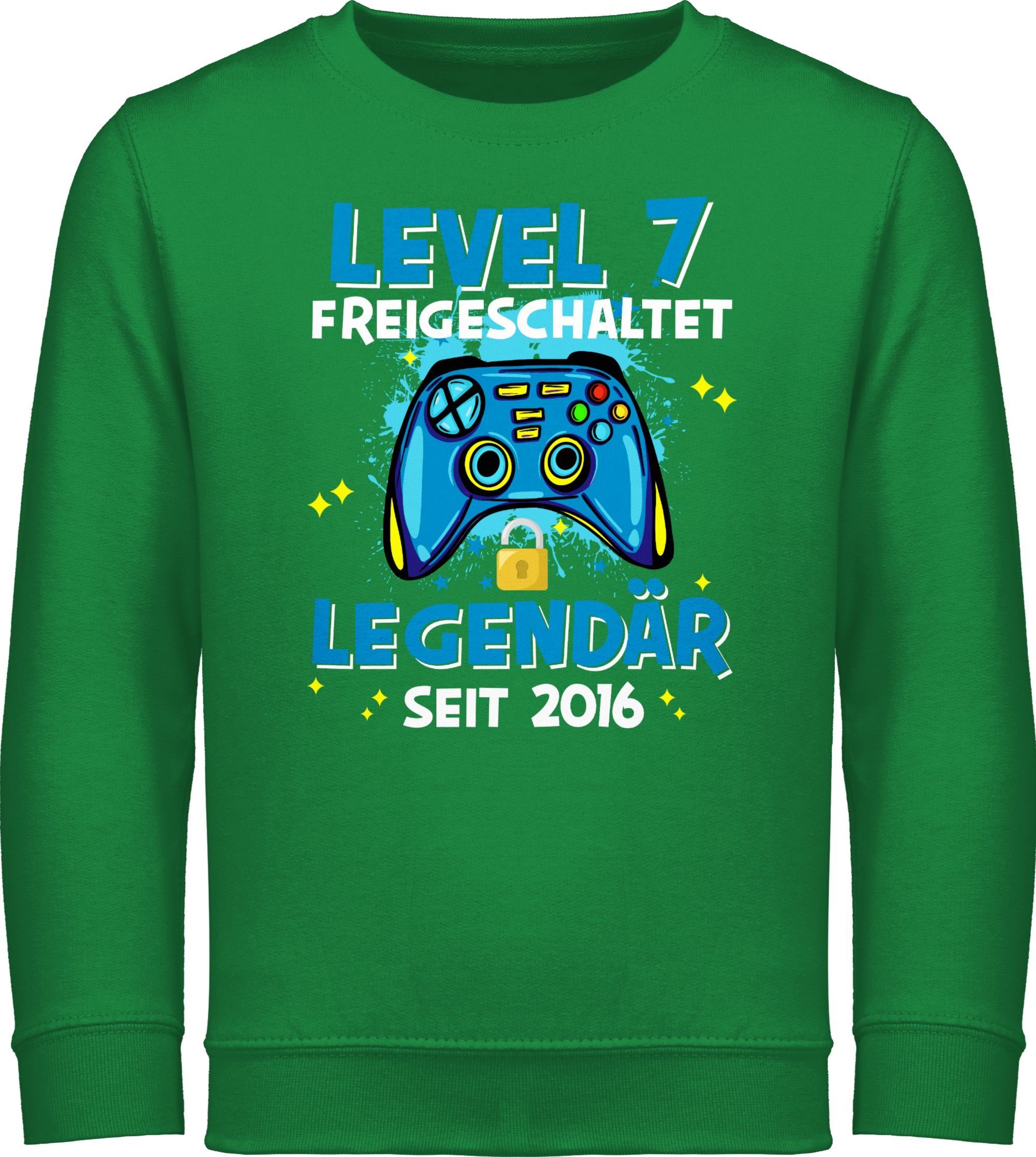 Shirtracer Sweatshirt Level 7 freigeschaltet Legendär seit 2016 7. Geburtstag 4 Grün