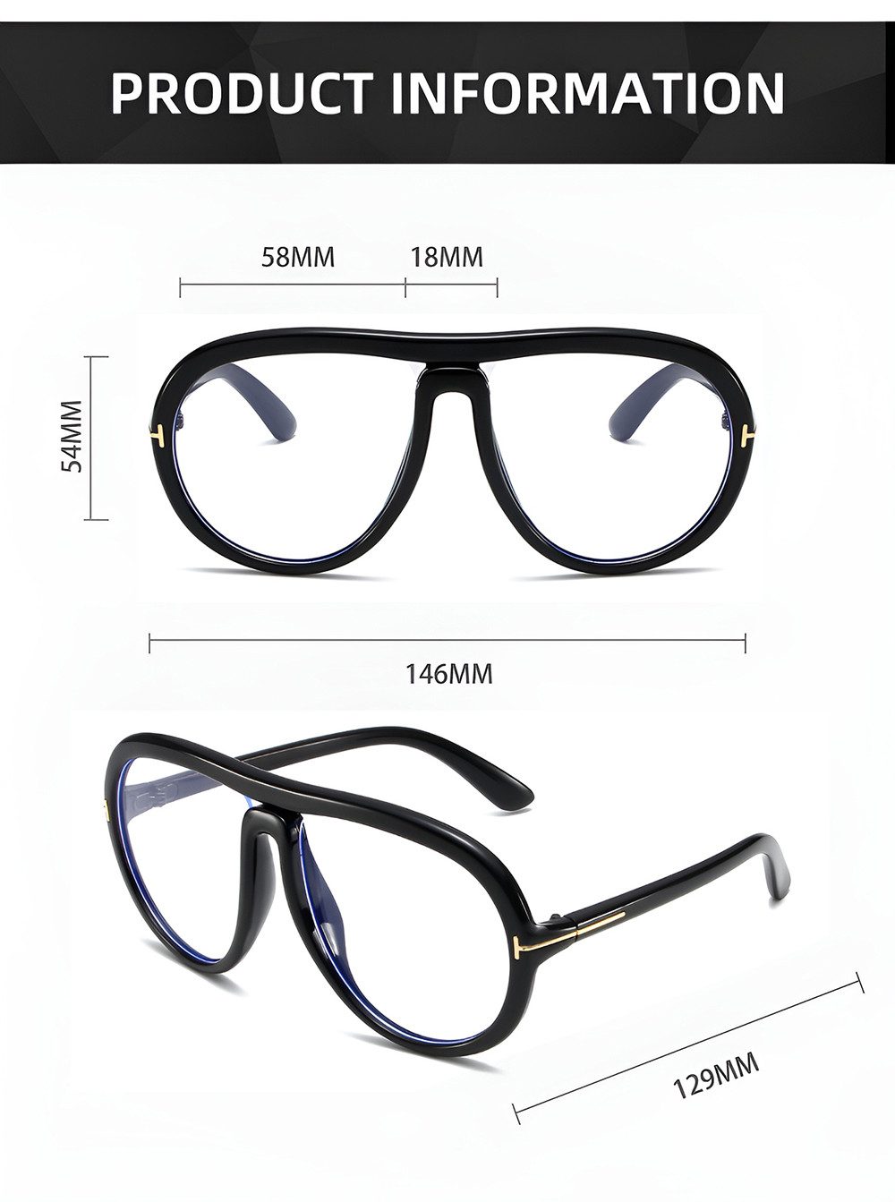 PACIEA Brille Ohne Sehstärke Damen Herren Oversized Anti Blaulicht Mode